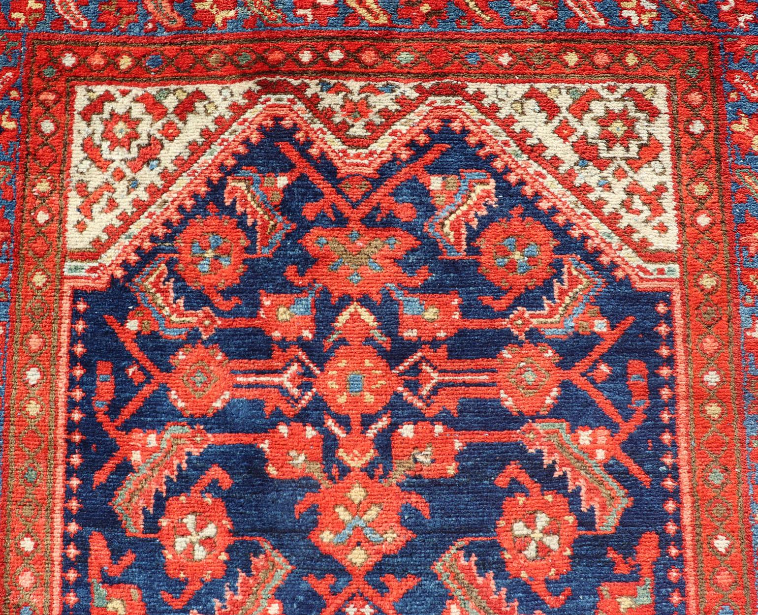 Antique Malayer Runner with All-Over Geometric Herati Design For Sale 1