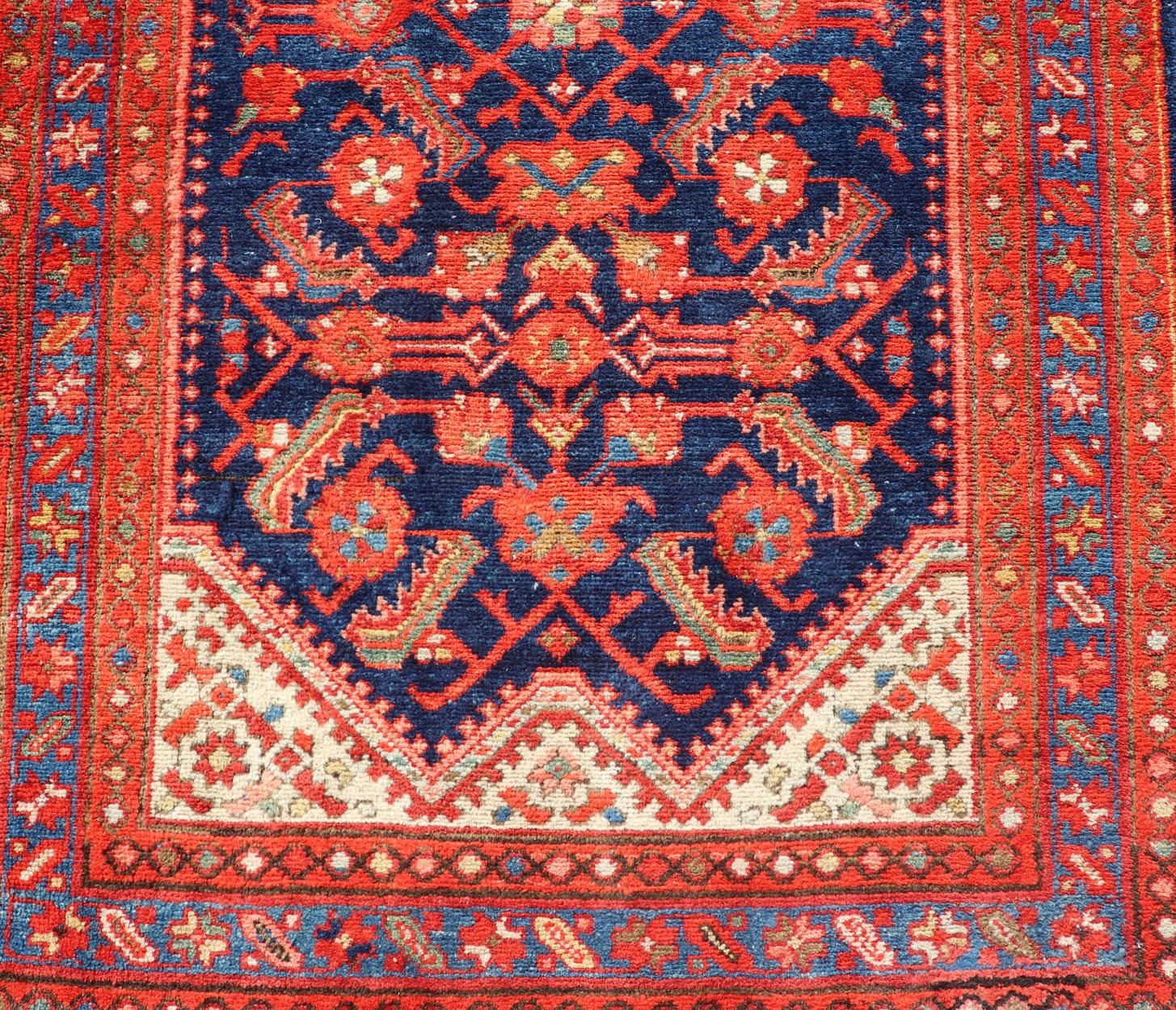 Antique Malayer Runner with All-Over Geometric Herati Design For Sale 2