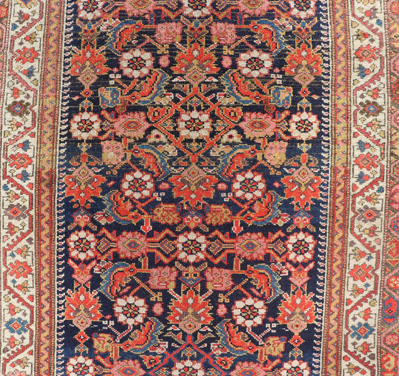 Antique Malayer Runner with All-Over Herati Design and Beautiful Colors For Sale 3