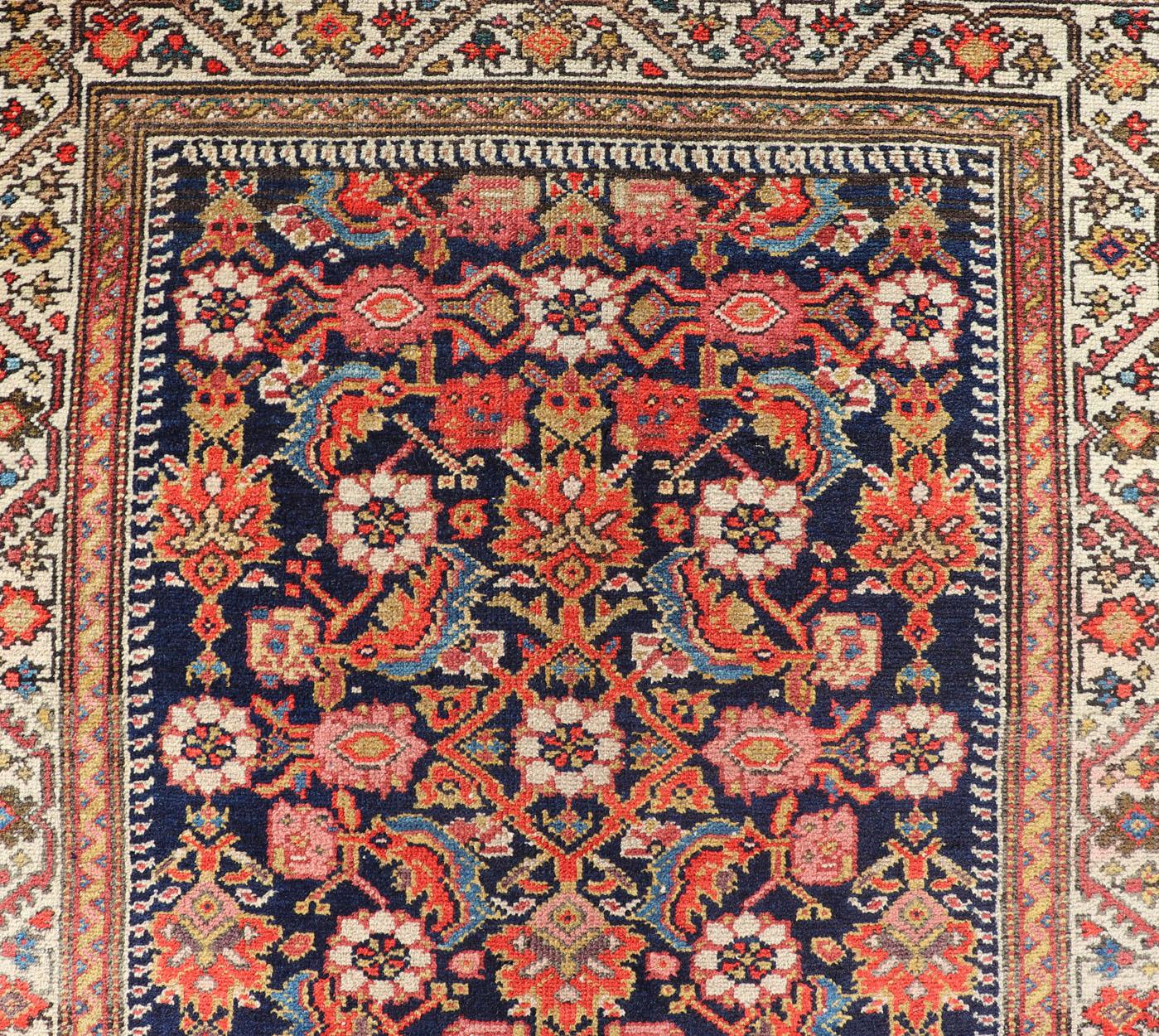 Antique Malayer Runner with All-Over Herati Design and Beautiful Colors For Sale 4