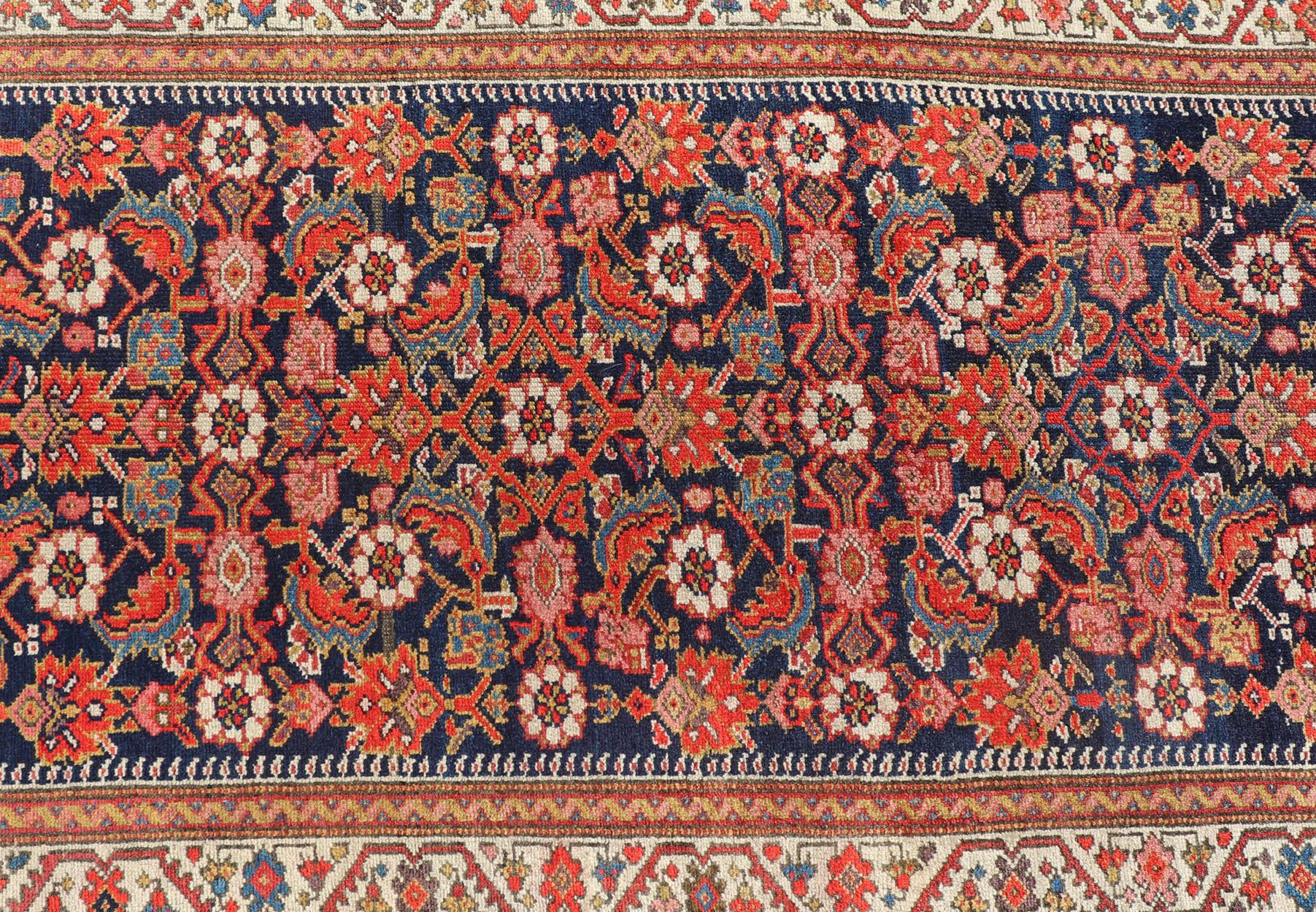Antique Malayer Runner with All-Over Herati Design and Beautiful Colors For Sale 5