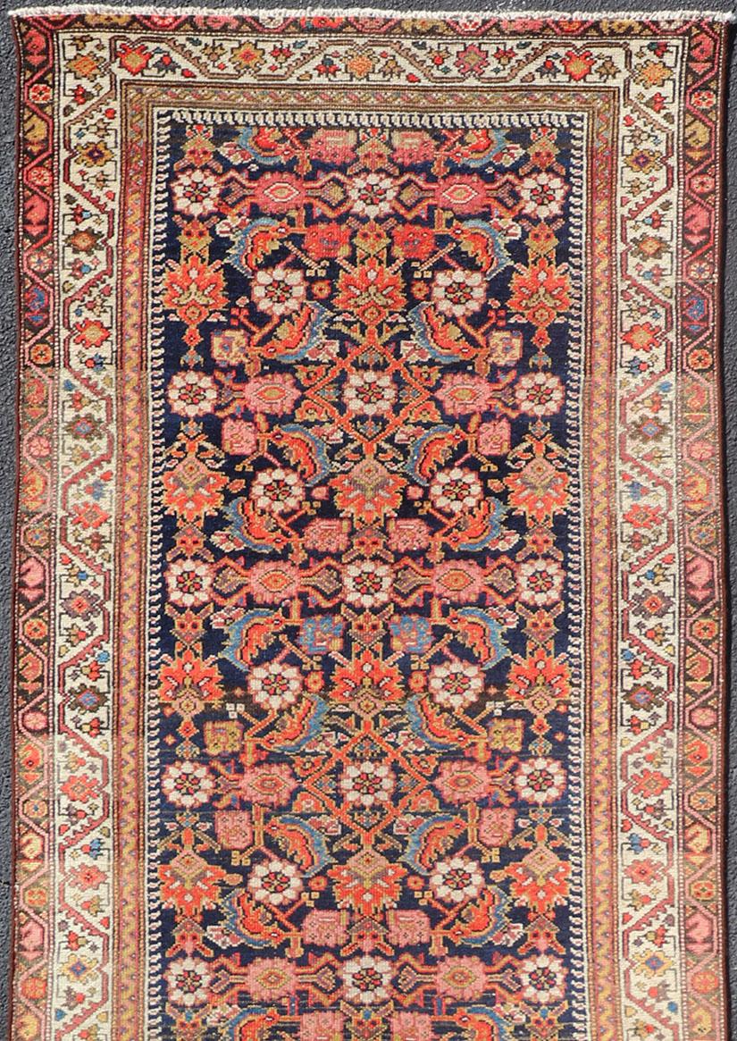 Persian Antique Malayer Runner with All-Over Herati Design and Beautiful Colors For Sale