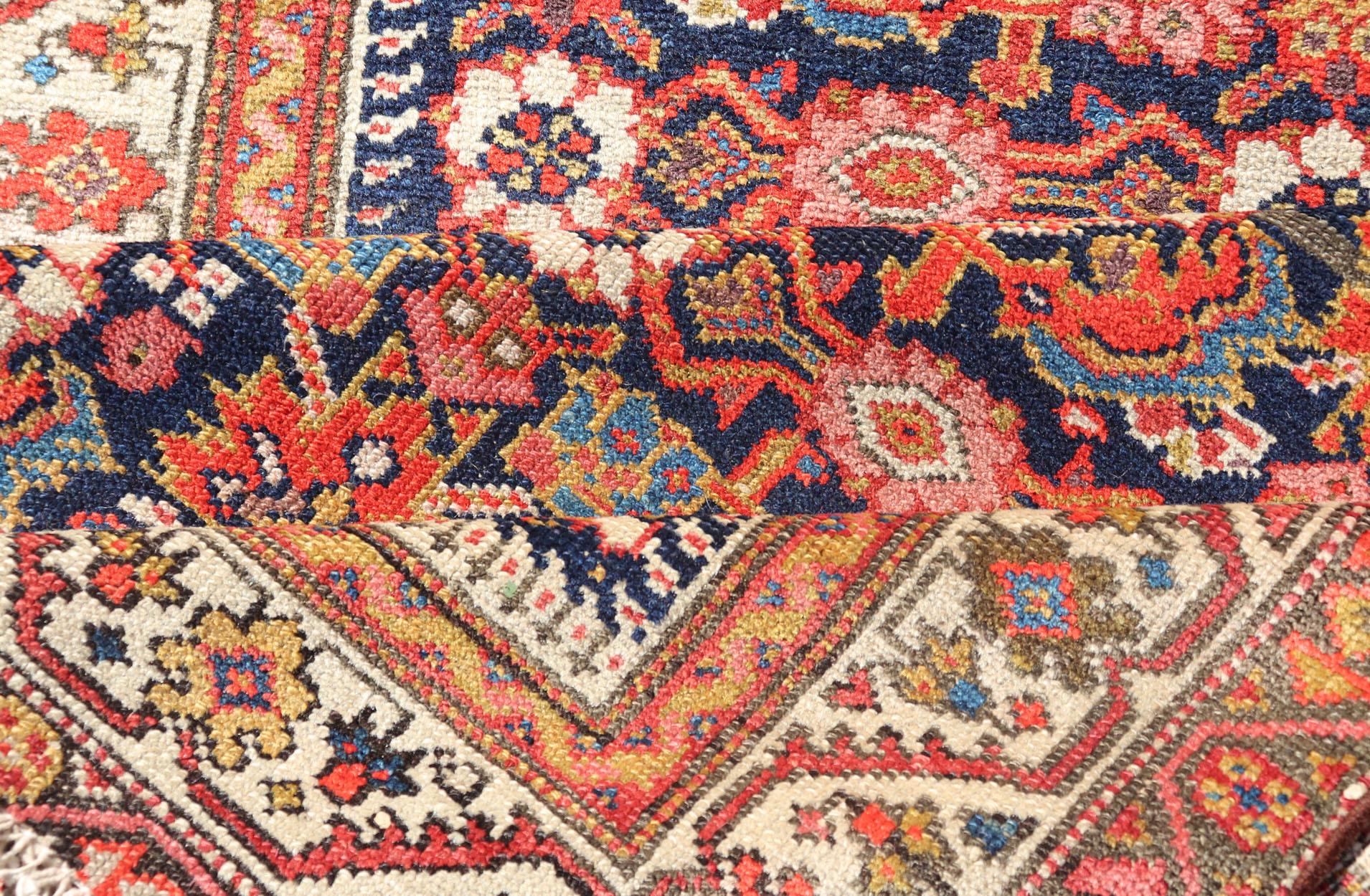 Wool Antique Malayer Runner with All-Over Herati Design and Beautiful Colors For Sale
