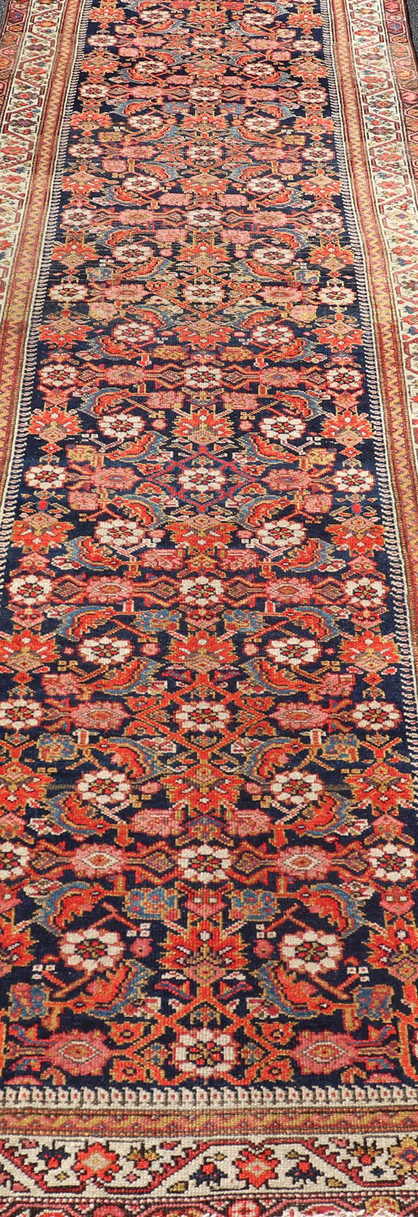 Antique Malayer Runner with All-Over Herati Design and Beautiful Colors For Sale 1