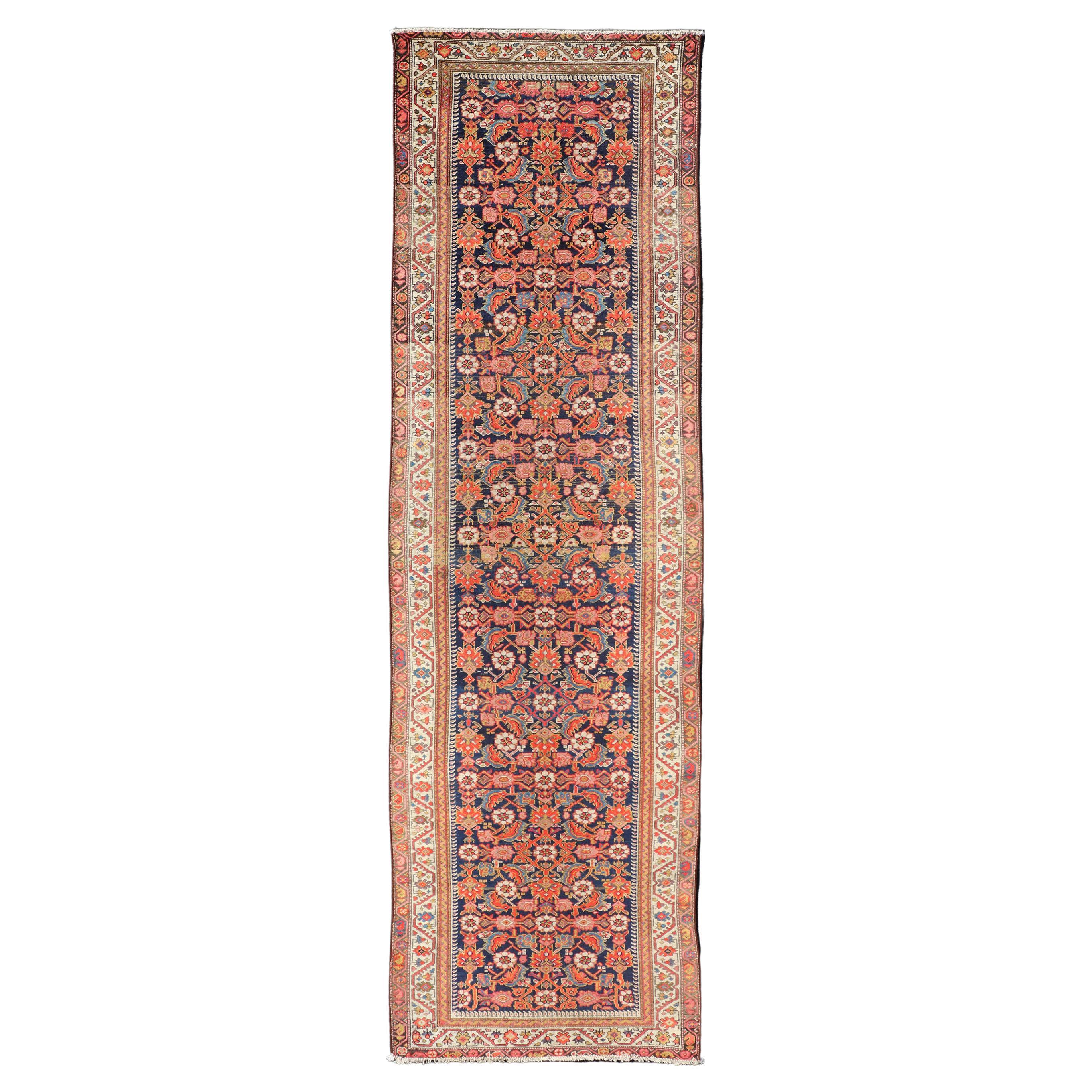 Antique Malayer Runner with All-Over Herati Design and Beautiful Colors For Sale