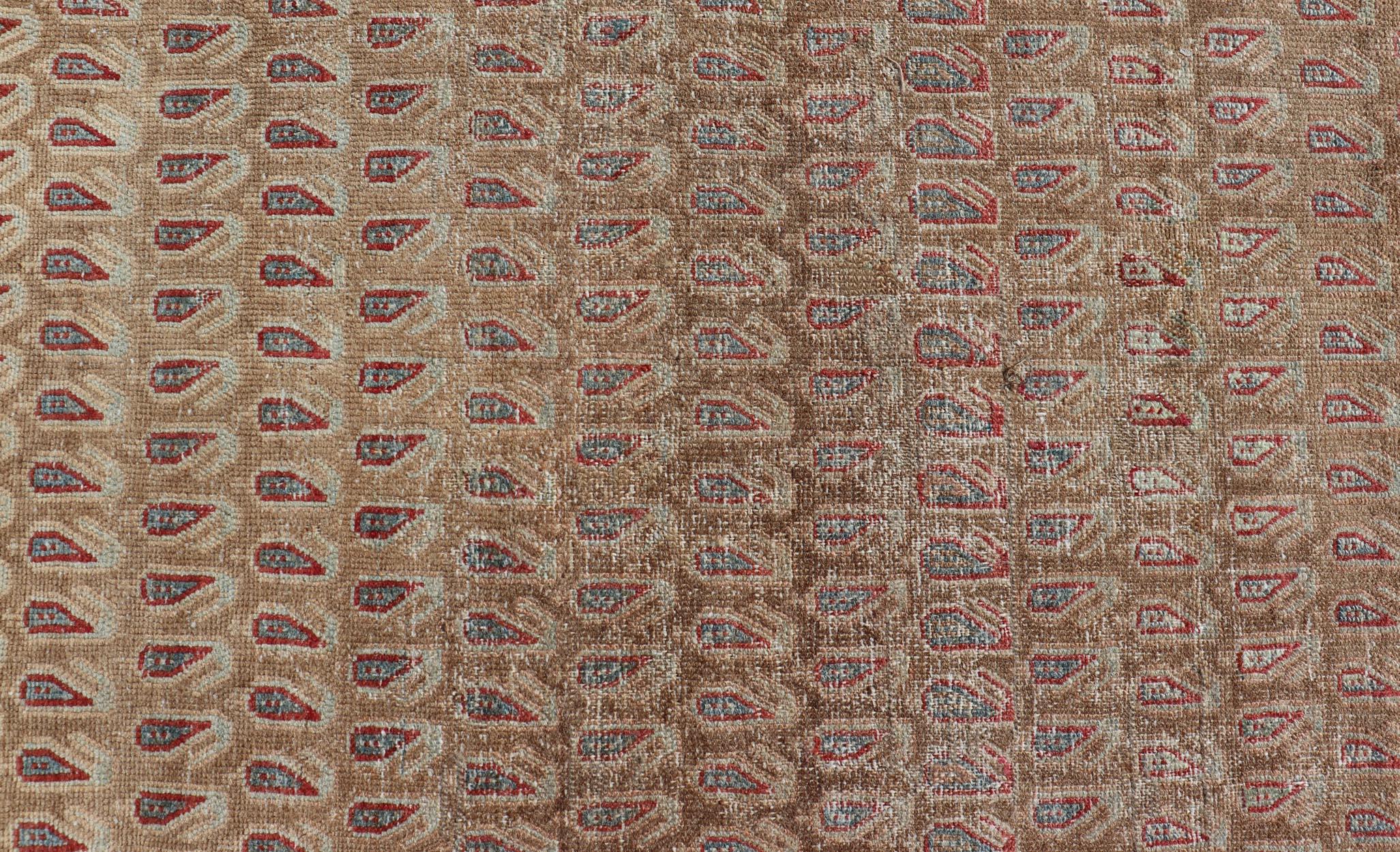Antique Malayer Runner with All-Over Paisley Design in Red, Brown, and Blue For Sale 3