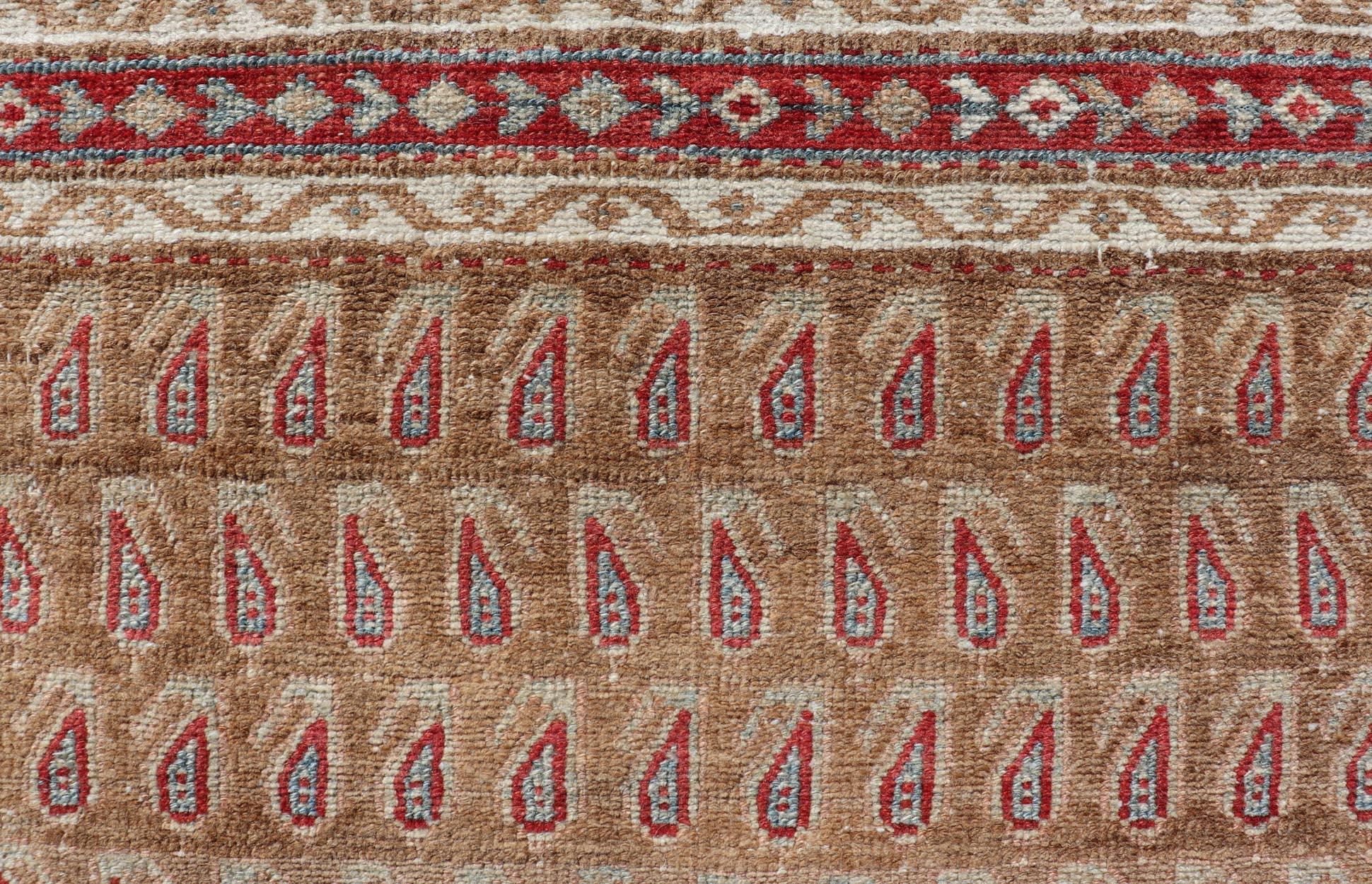 Antique Malayer Runner with All-Over Paisley Design in Red, Brown, and Blue For Sale 4