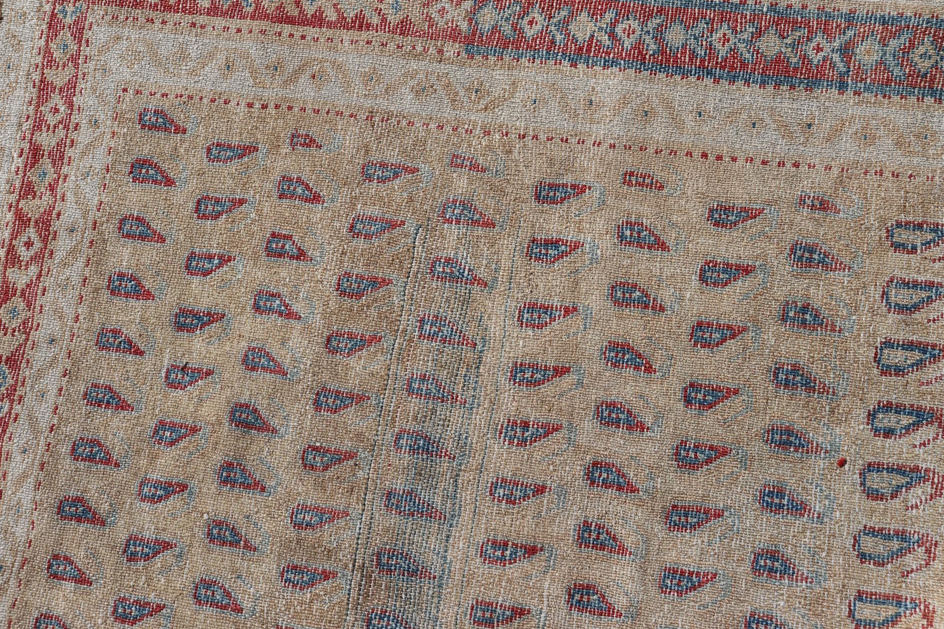 Antique Malayer Runner with All-Over Paisley Design in Red, Brown, and Blue For Sale 6