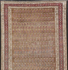 Antique Malayer Runner with All-Over Paisley Design in Red, Brown, and Blue
