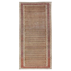 Antique Malayer Runner with All-Over Paisley Design in Red, Brown, and Blue