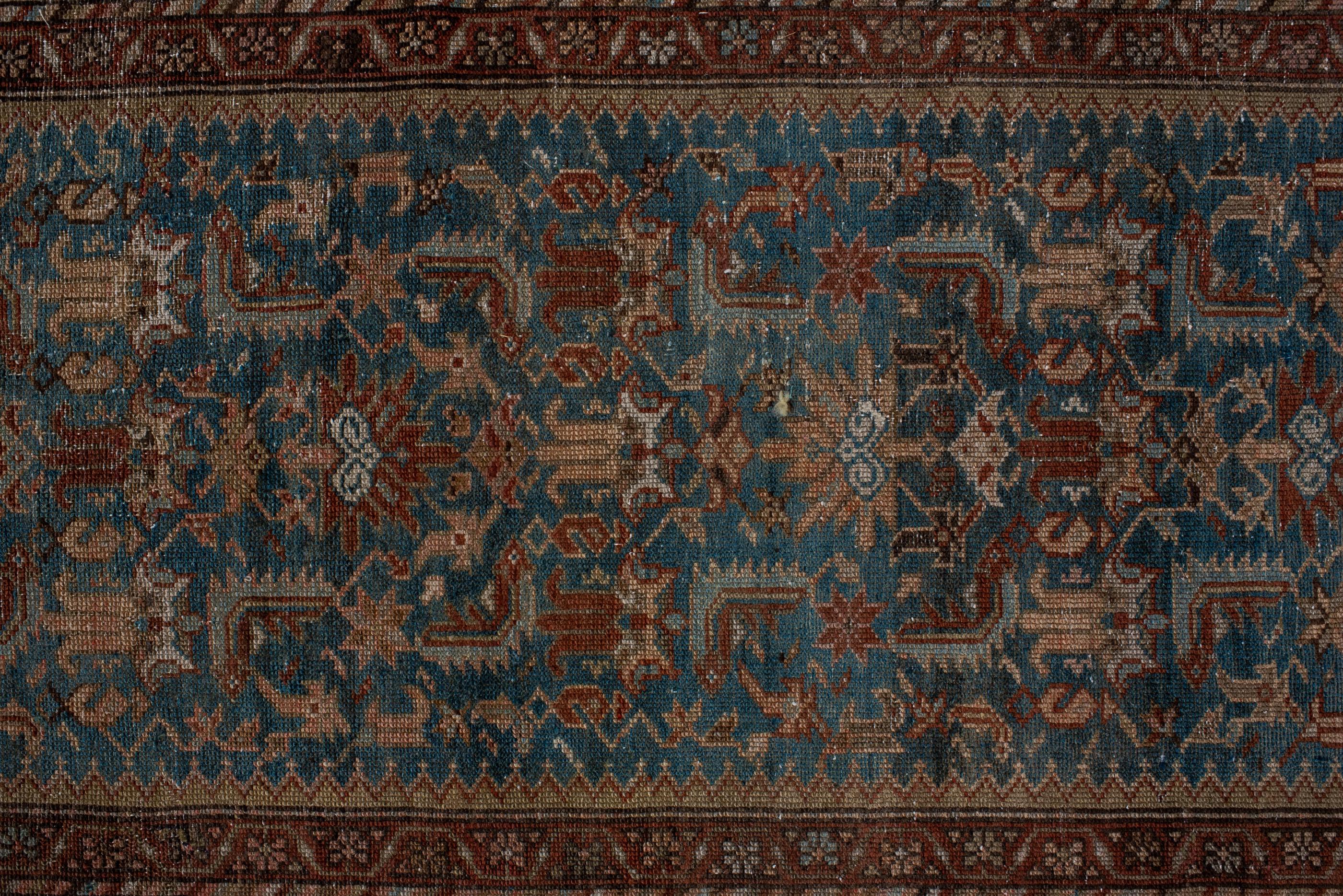 Hand-Knotted Antique Malayer Runner with Blue Field 