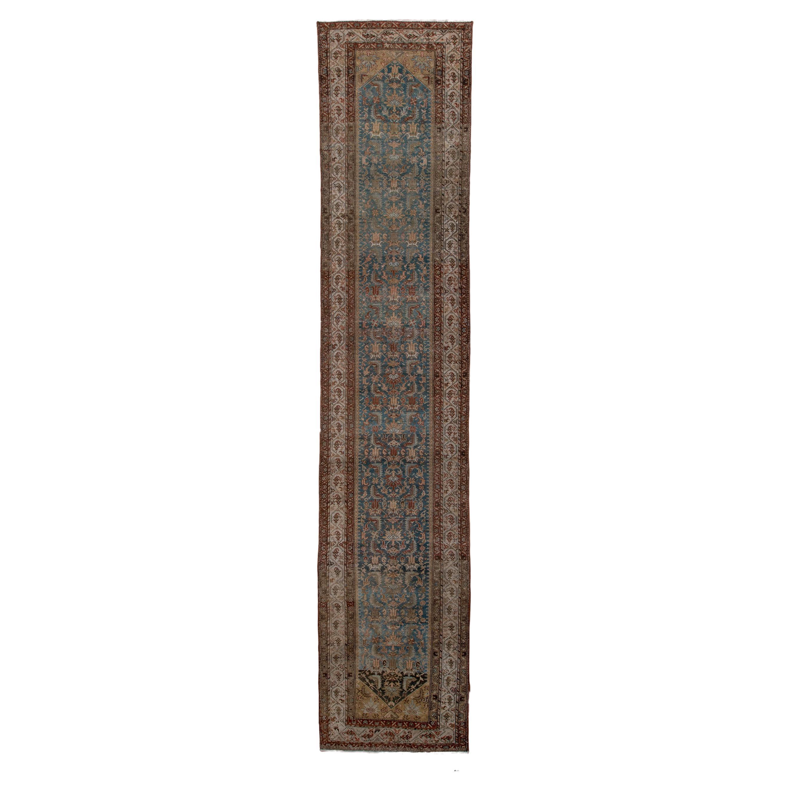 Antique Malayer Runner with Blue Field 