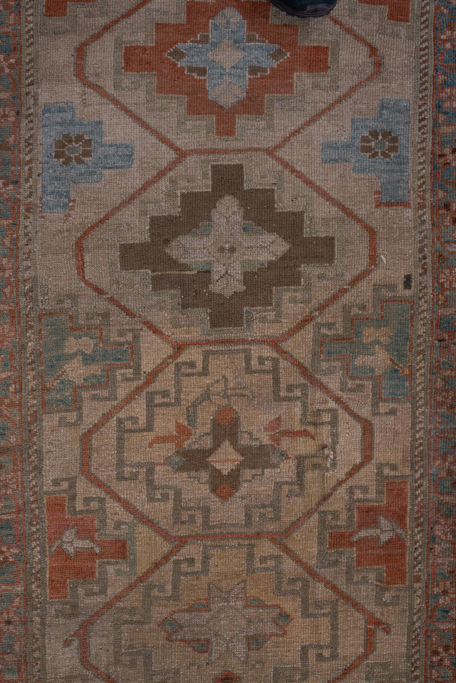 Hand-Knotted Antique Malayer Runner with Camel-Tone Field  For Sale