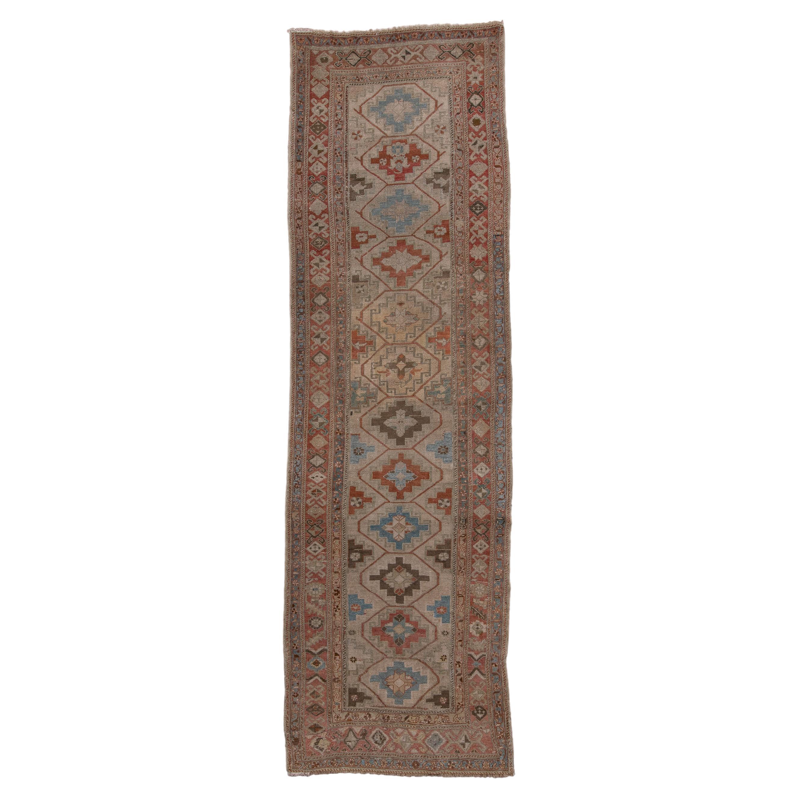 Antique Malayer Runner with Camel-Tone Field  For Sale