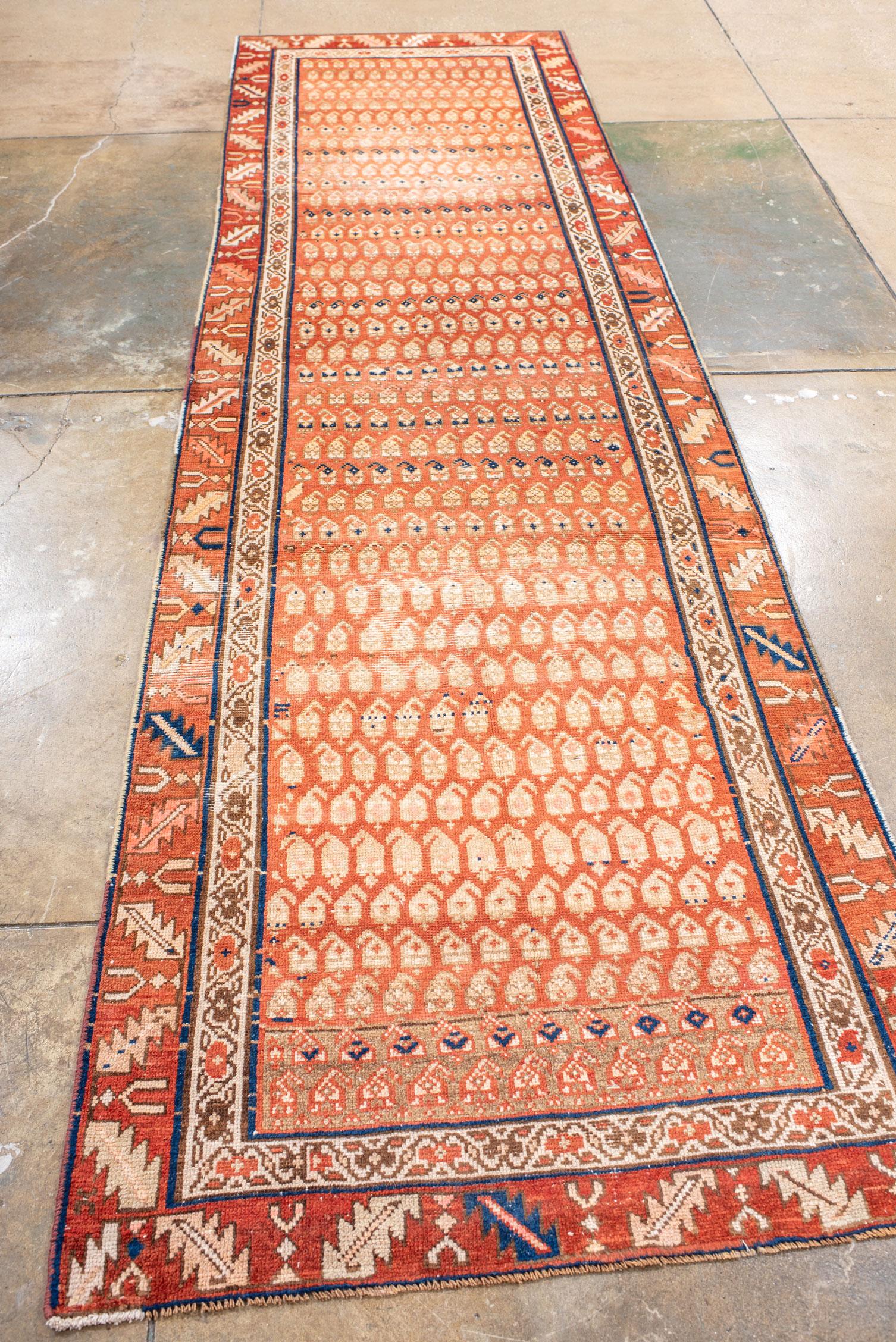 Persian Antique Malayer Runner with Charming Boteh Design For Sale