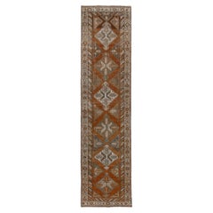Antique Malayer Runner with Dark Red Field and Diamond Medallions
