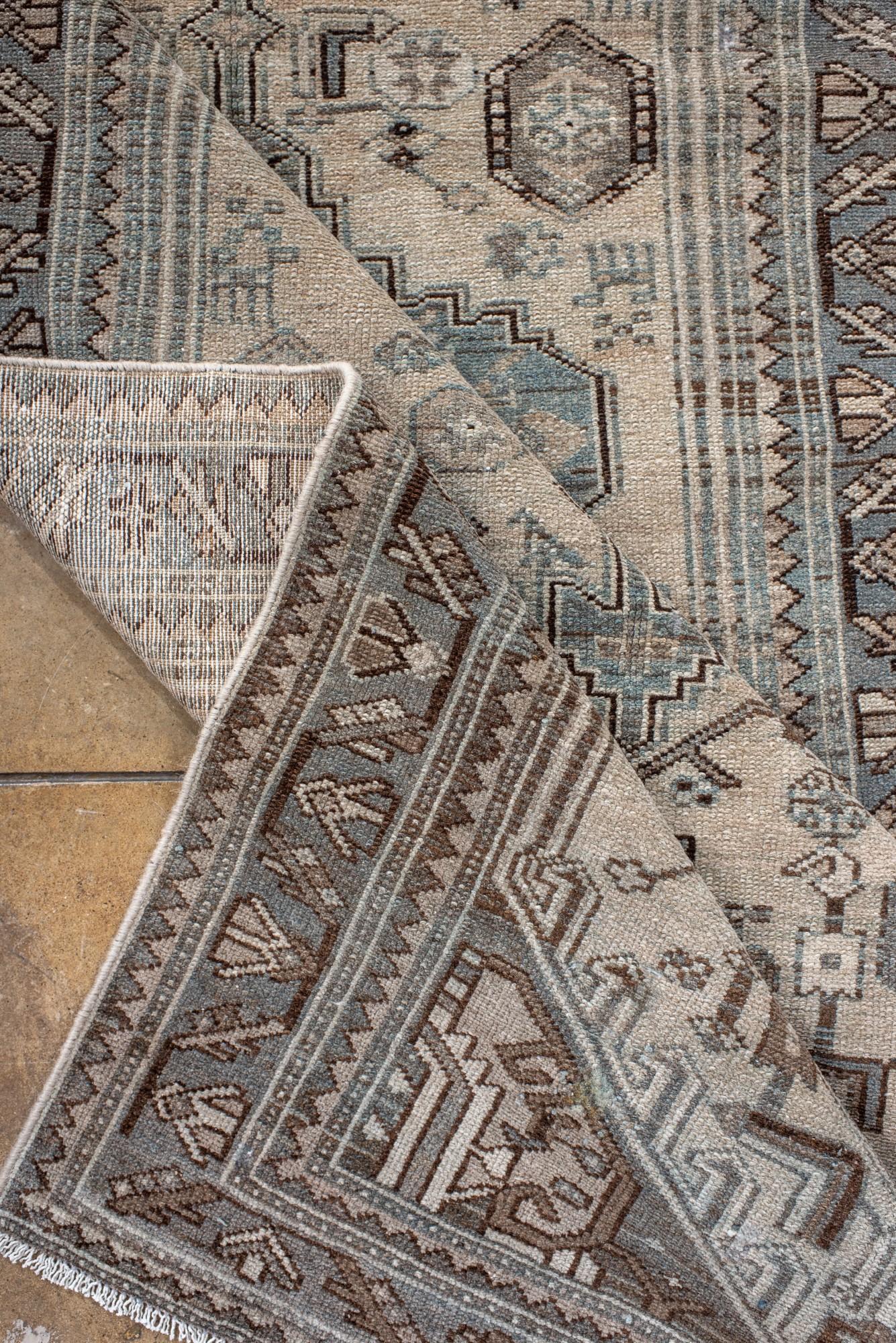 Antique Malayer Runner with Large Blue Medallions For Sale 1