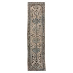 Antique Malayer Runner with Large Blue Medallions