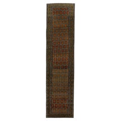 Antique Malayer Runner with Rust and Coral Colors, Circa 1920's