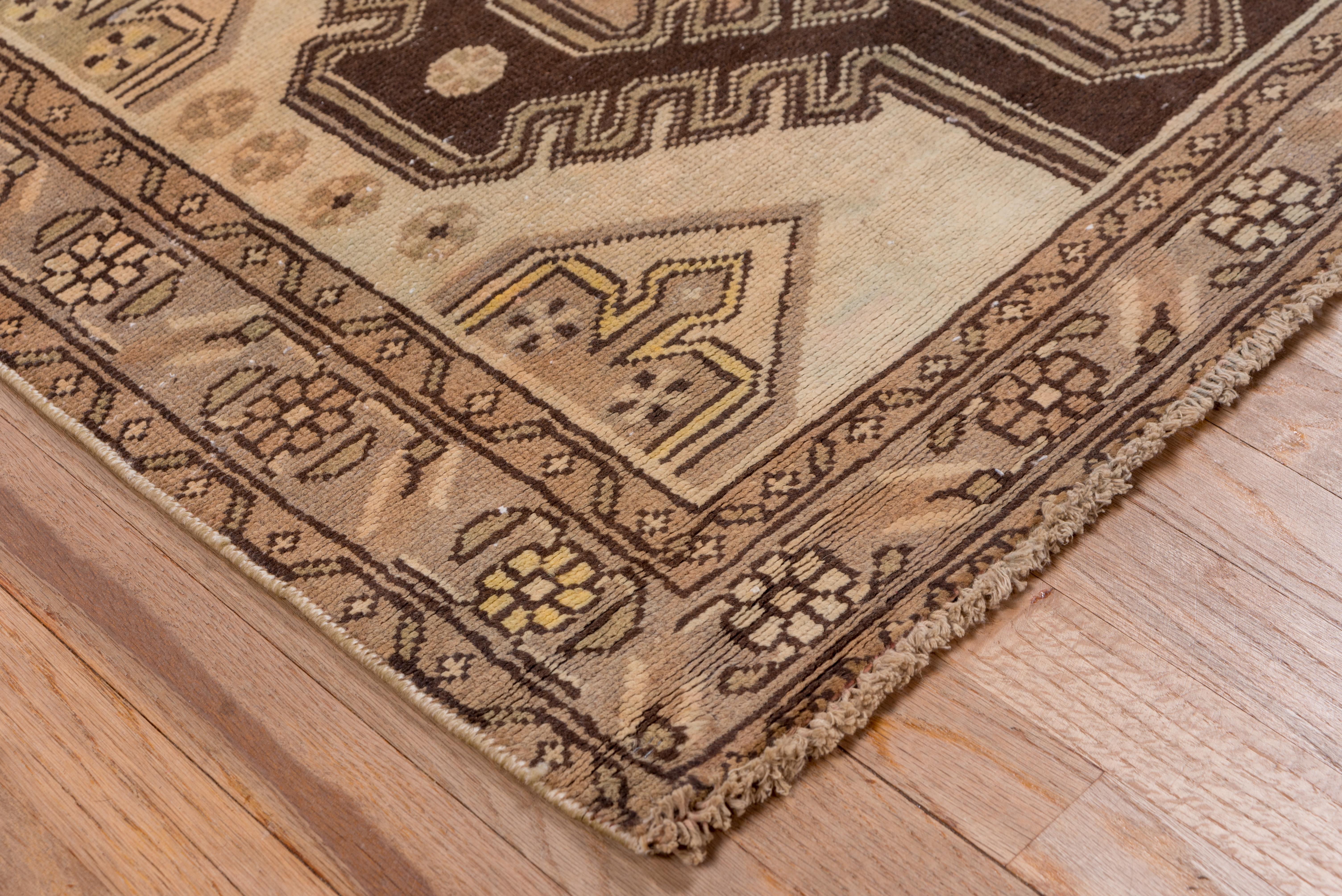 Hand-Knotted Antique Malayer Scatter Rug, Neutral Palette with Yellow Accents, Circa 1930s For Sale