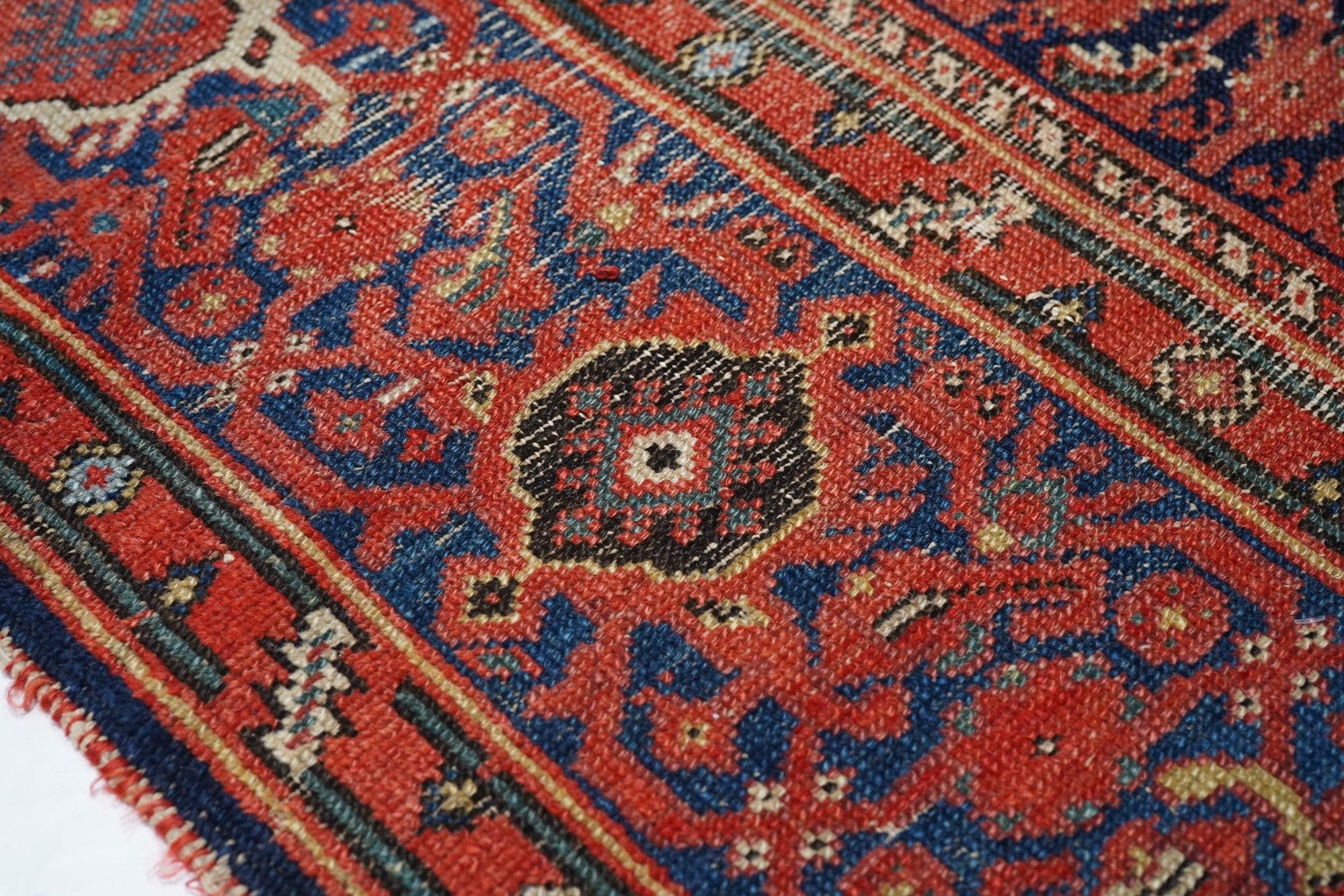 Antique Malayer Shabby Chic Rug 6'6'' x 12'8'' In Fair Condition For Sale In New York, NY