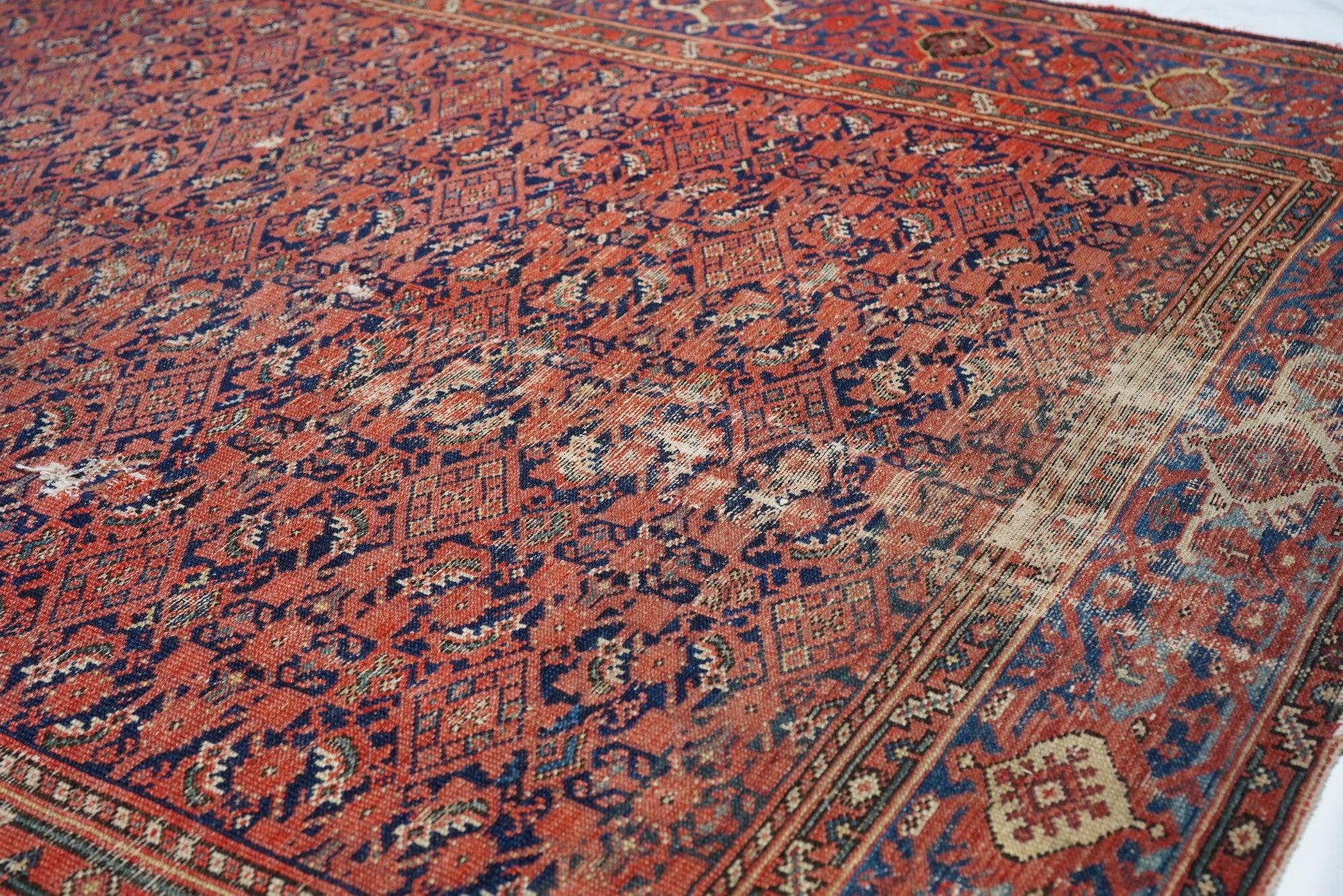 20th Century Antique Malayer Shabby Chic Rug 6'6'' x 12'8'' For Sale