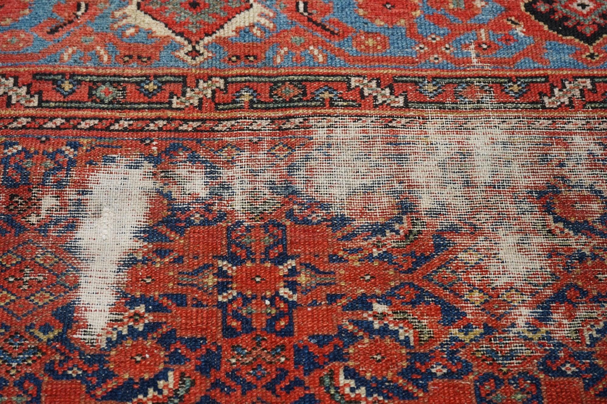 Wool Antique Malayer Shabby Chic Rug 6'6'' x 12'8'' For Sale