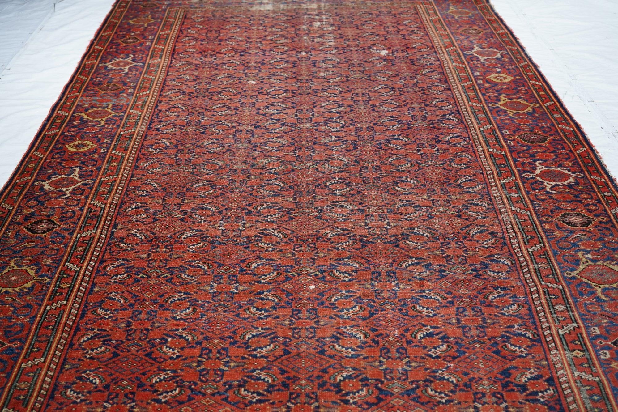 Antique Malayer Shabby Chic Rug 6'6'' x 12'8'' For Sale 1