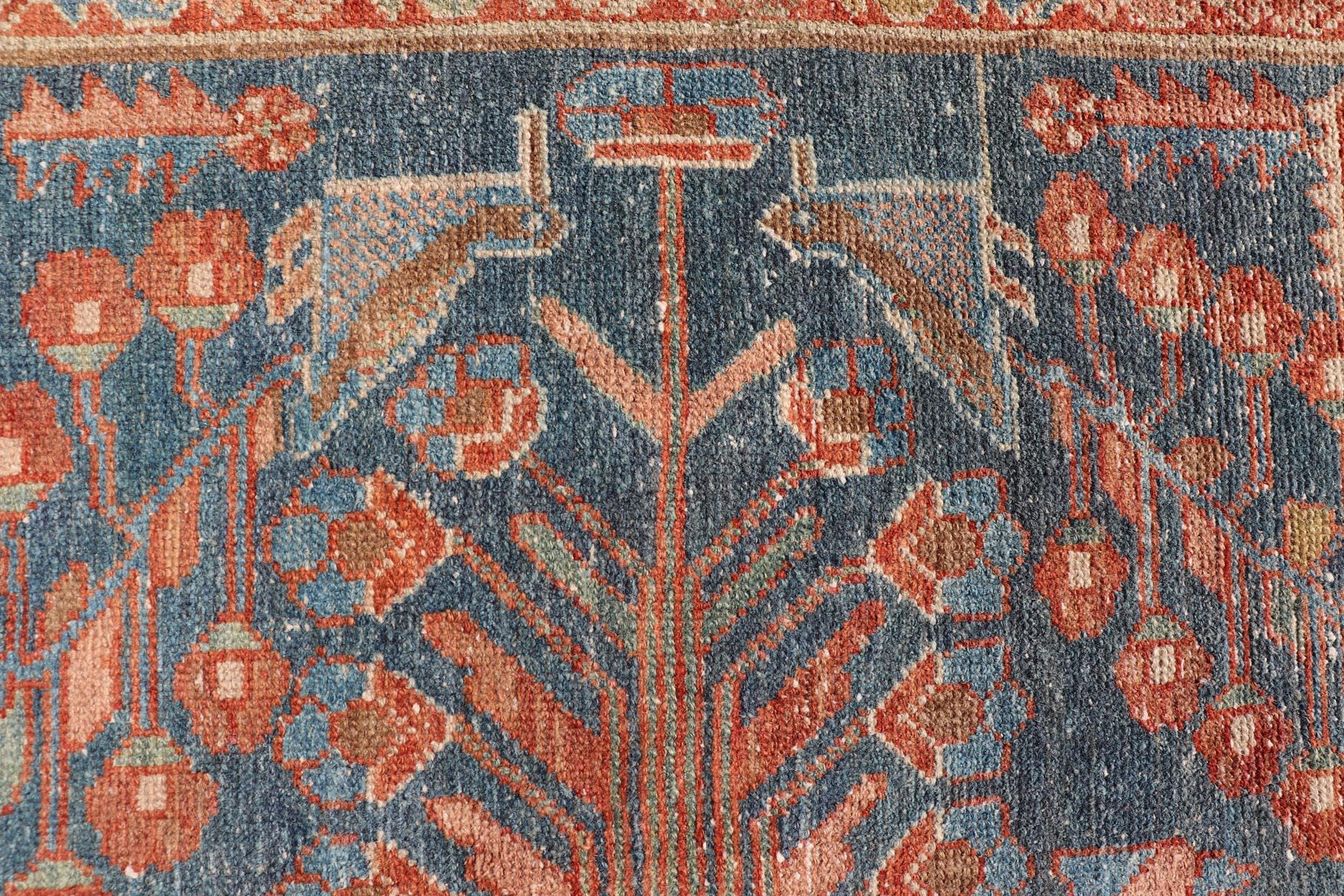 Persian Antique Malayer Short gallery runner in Blue by Keivan Woven Arts  5'1