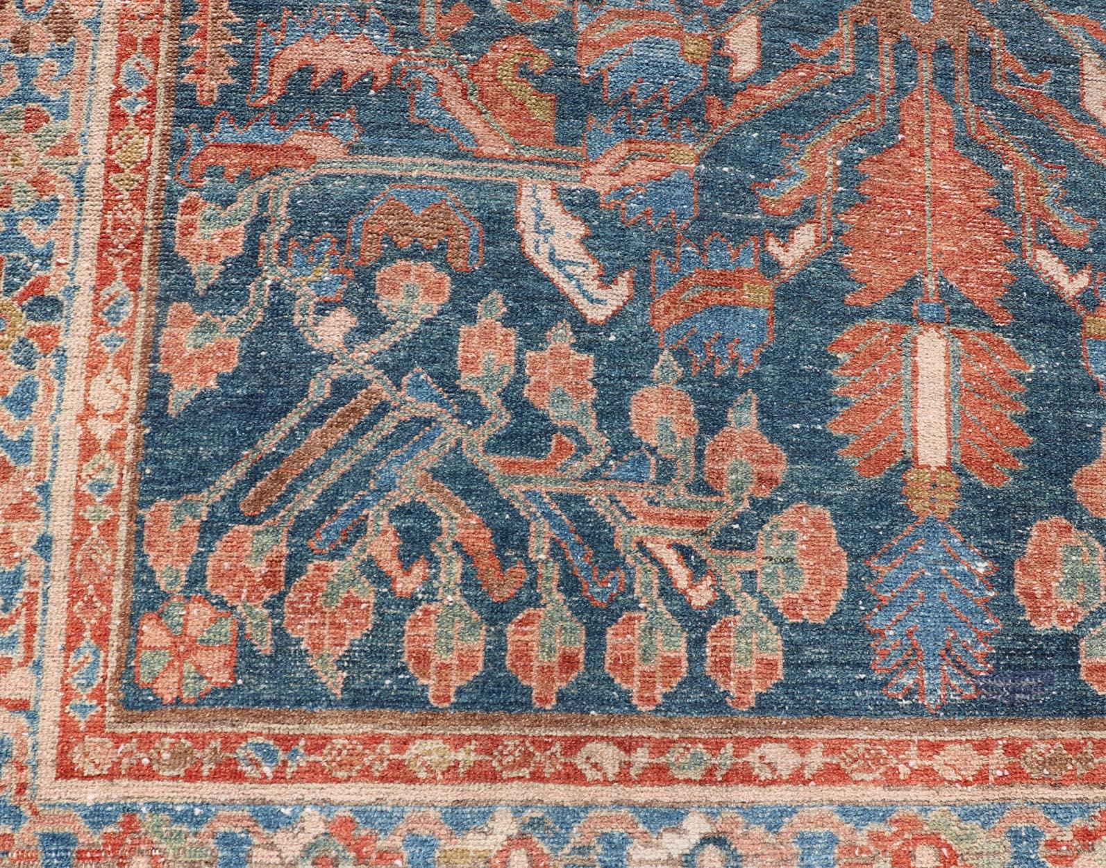 Hand-Knotted Antique Malayer Short gallery runner in Blue by Keivan Woven Arts  5'1