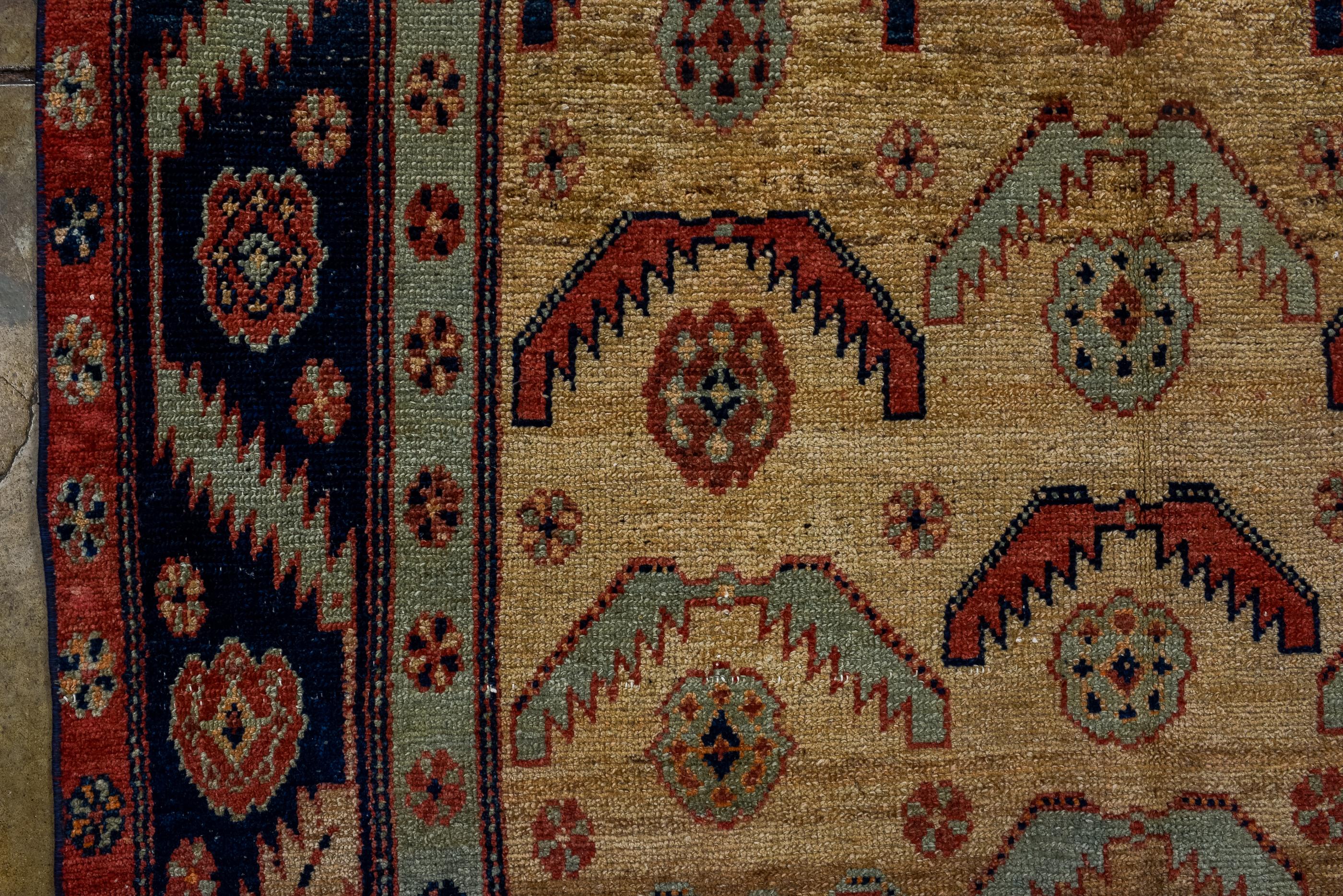 Antique Malayer Village Rug with Camel Field and Rosette Design In Good Condition For Sale In New York, NY