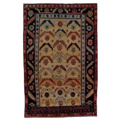 Antique Malayer Village Rug with Camel Field and Rosette Design