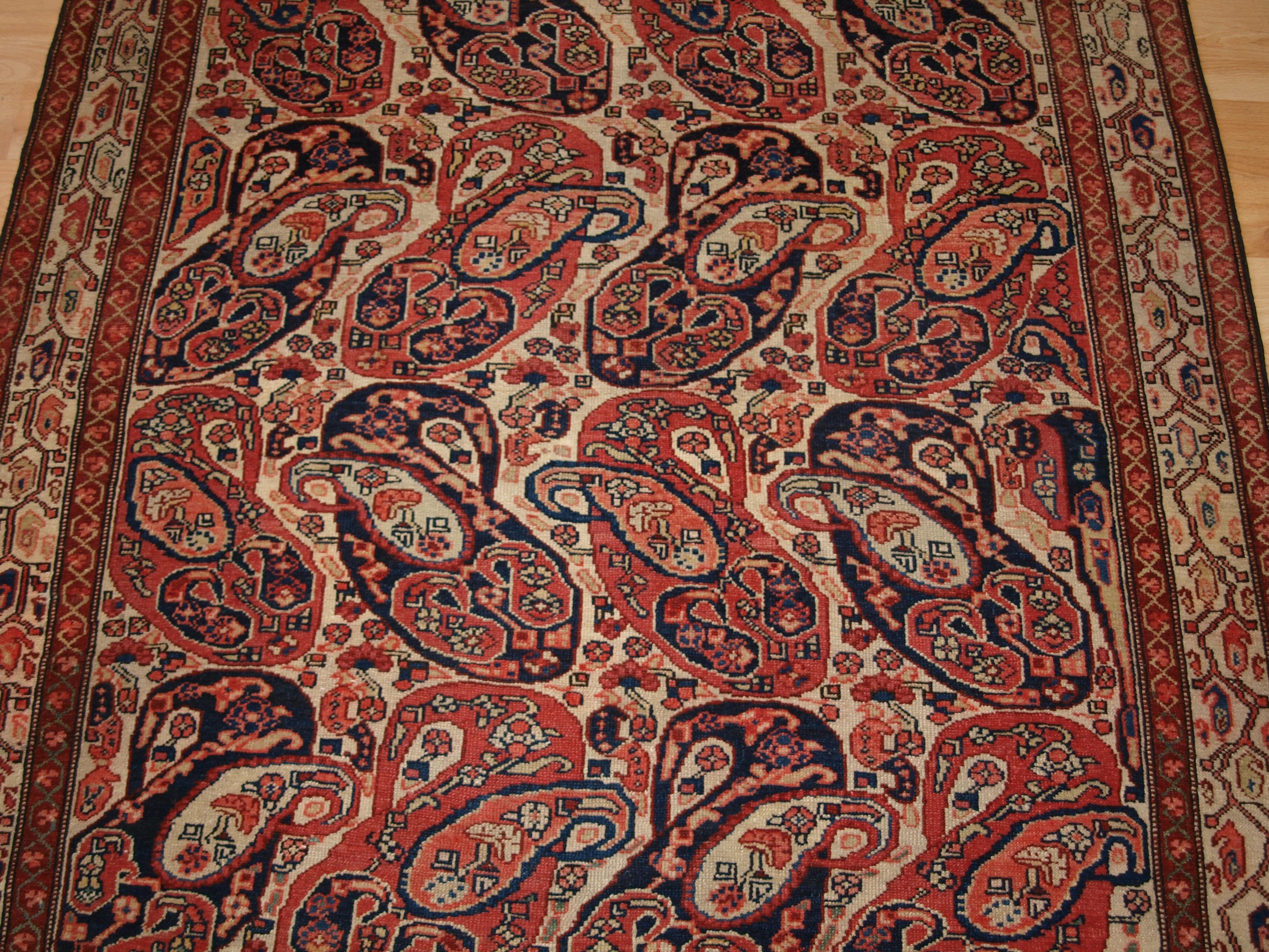 19th Century Antique Malayer Village Rug with Mother Child Boteh Design, circa 1900 For Sale