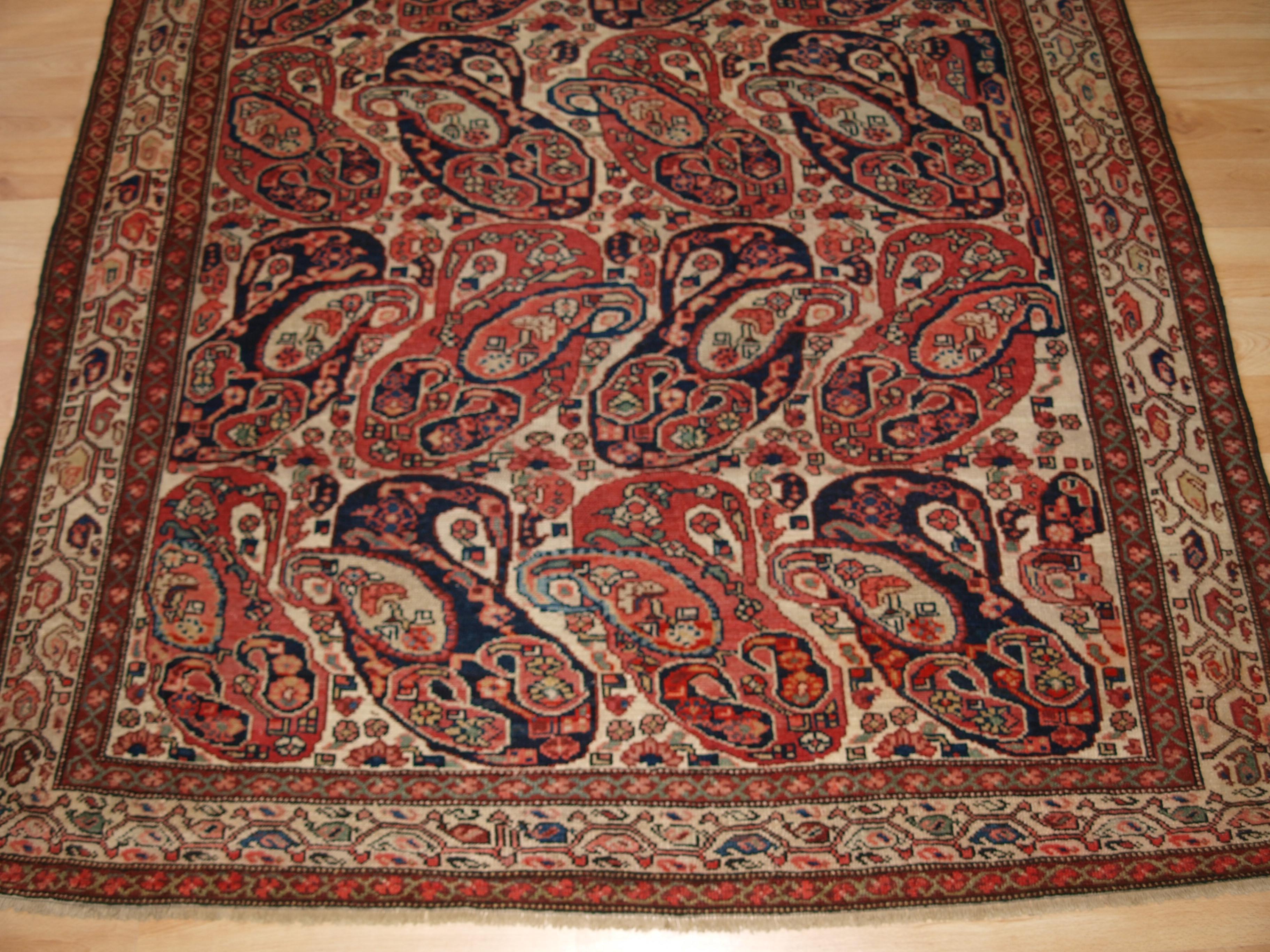 Wool Antique Malayer Village Rug with Mother Child Boteh Design, circa 1900 For Sale
