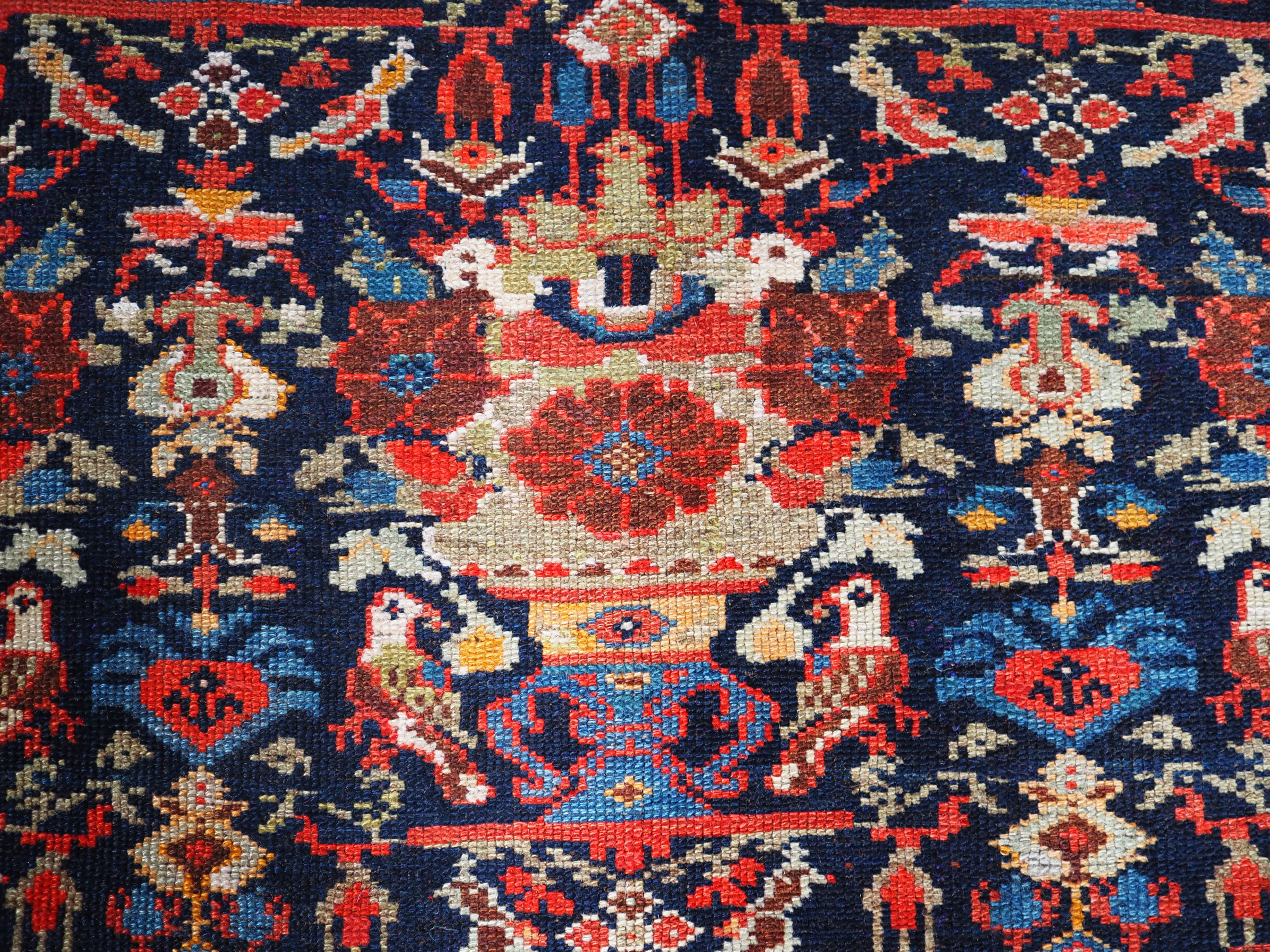 Antique Malayer Village Rug with Vase/Peacock Design, circa 1900 For Sale 5