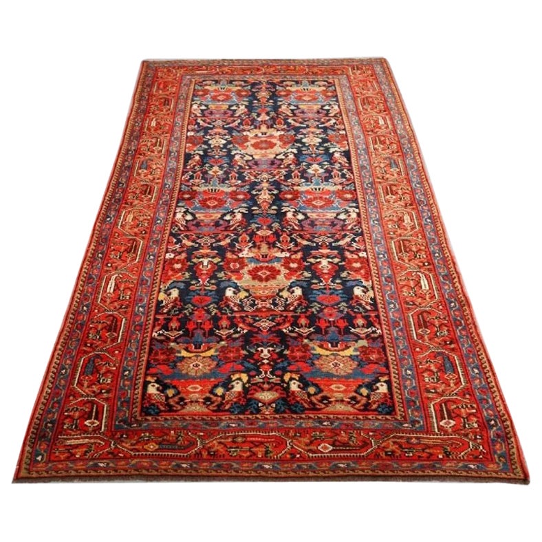 Antique Malayer Village Rug with Vase/Peacock Design, circa 1900