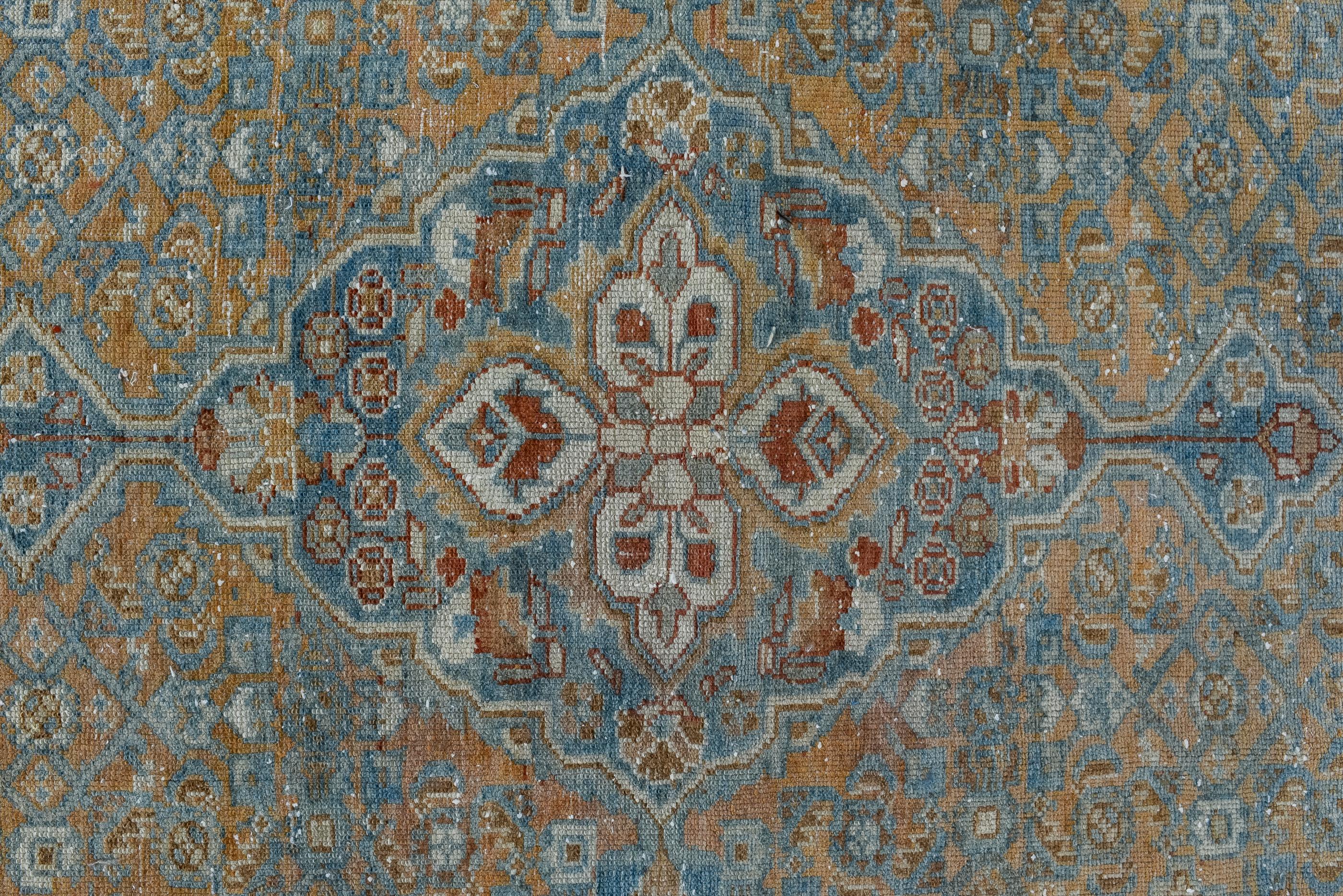 Antique Malayer with Blue Colors and Classic  Persian Medallion  In Good Condition For Sale In New York, NY