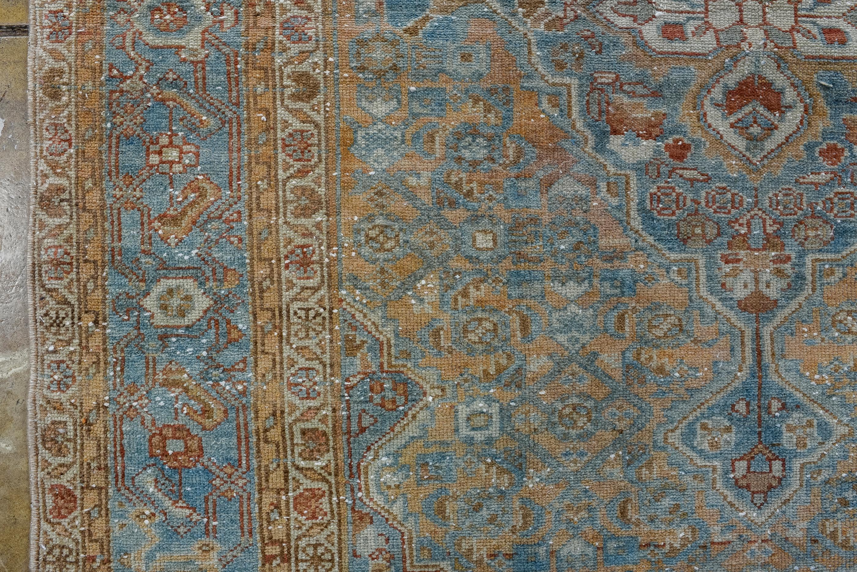 20th Century Antique Malayer with Blue Colors and Classic  Persian Medallion  For Sale
