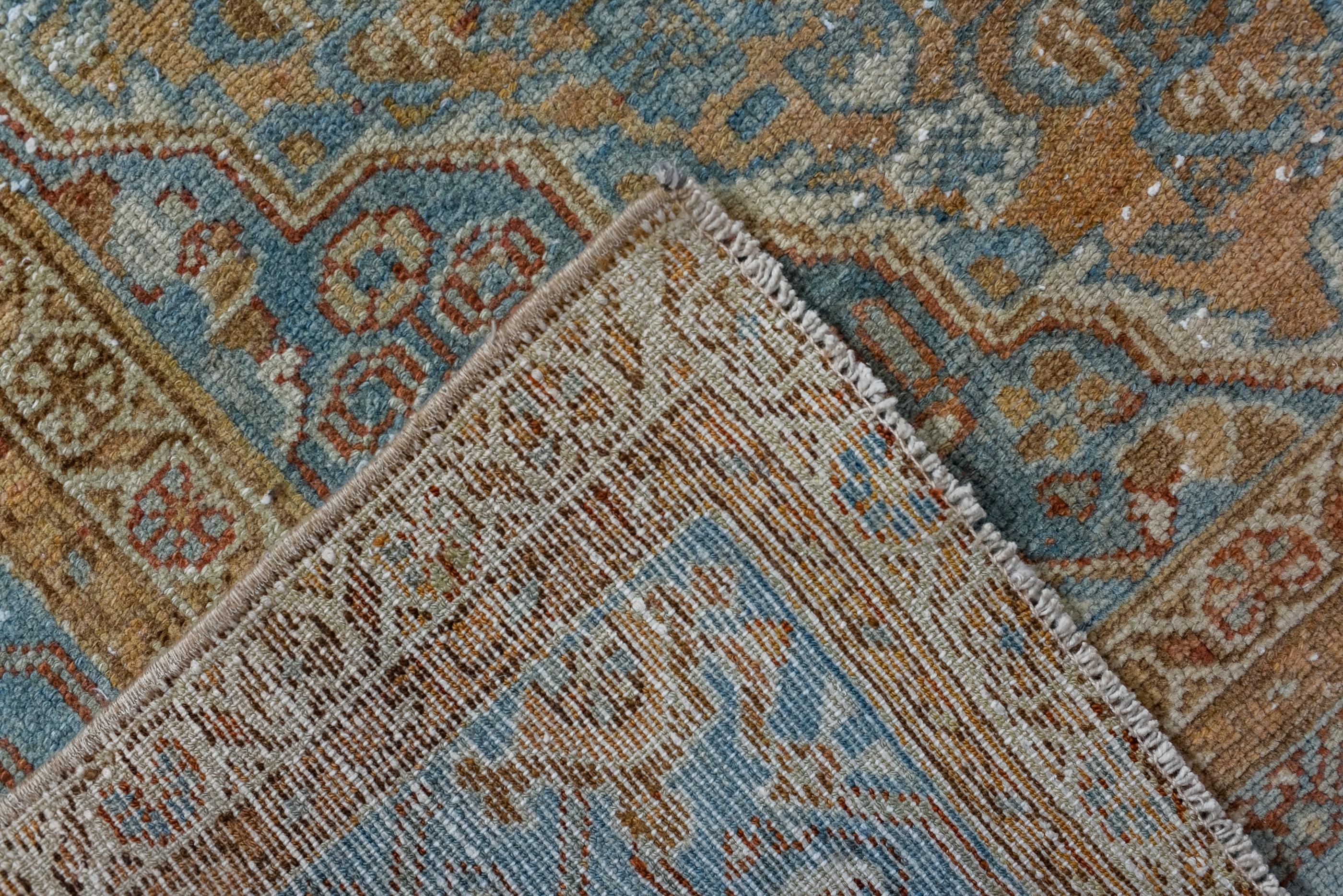 Wool Antique Malayer with Blue Colors and Classic  Persian Medallion  For Sale