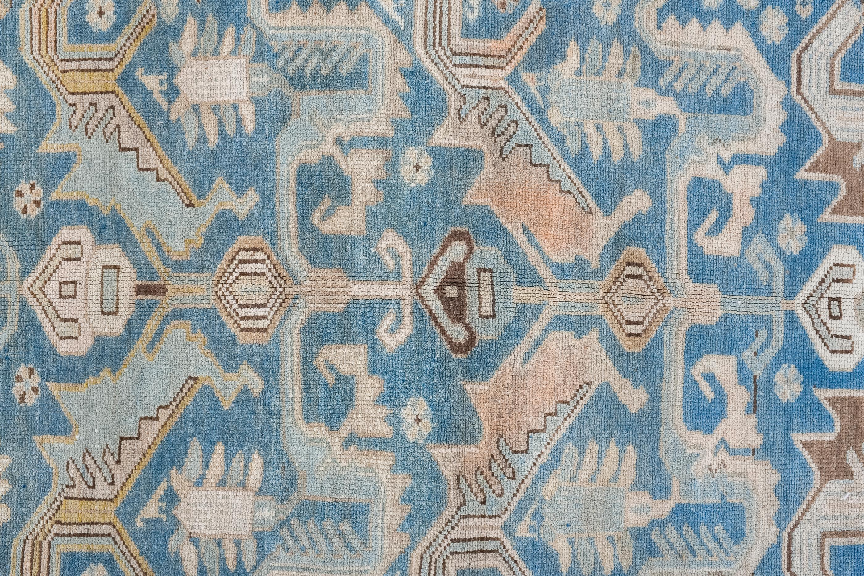 Hand-Knotted Antique Malayer with Blue Field and Leaf Design For Sale