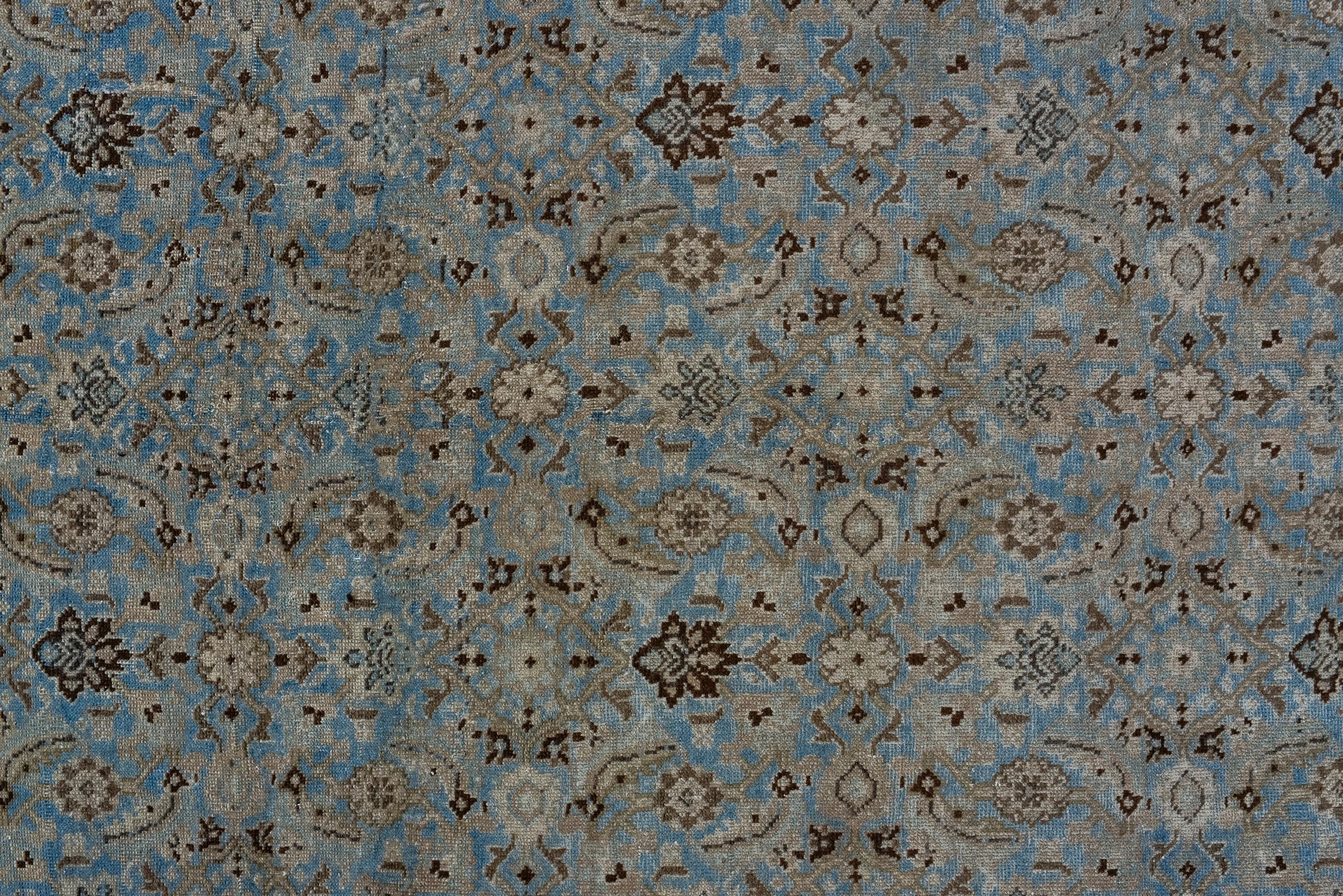 Hand-Knotted Antique Malayer with Light Blue Ground and Herati Design  For Sale