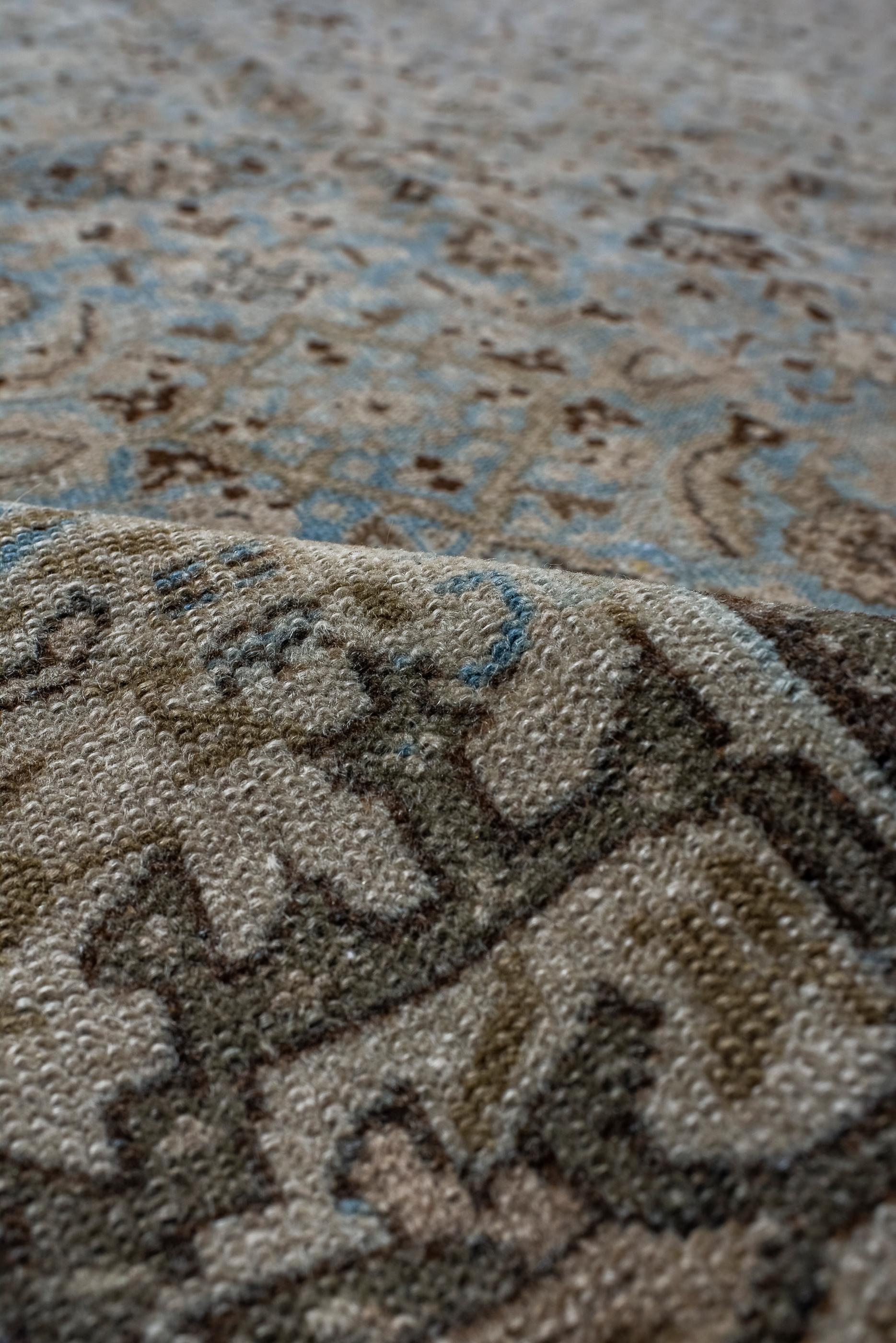 Wool Antique Malayer with Light Blue Ground and Herati Design  For Sale