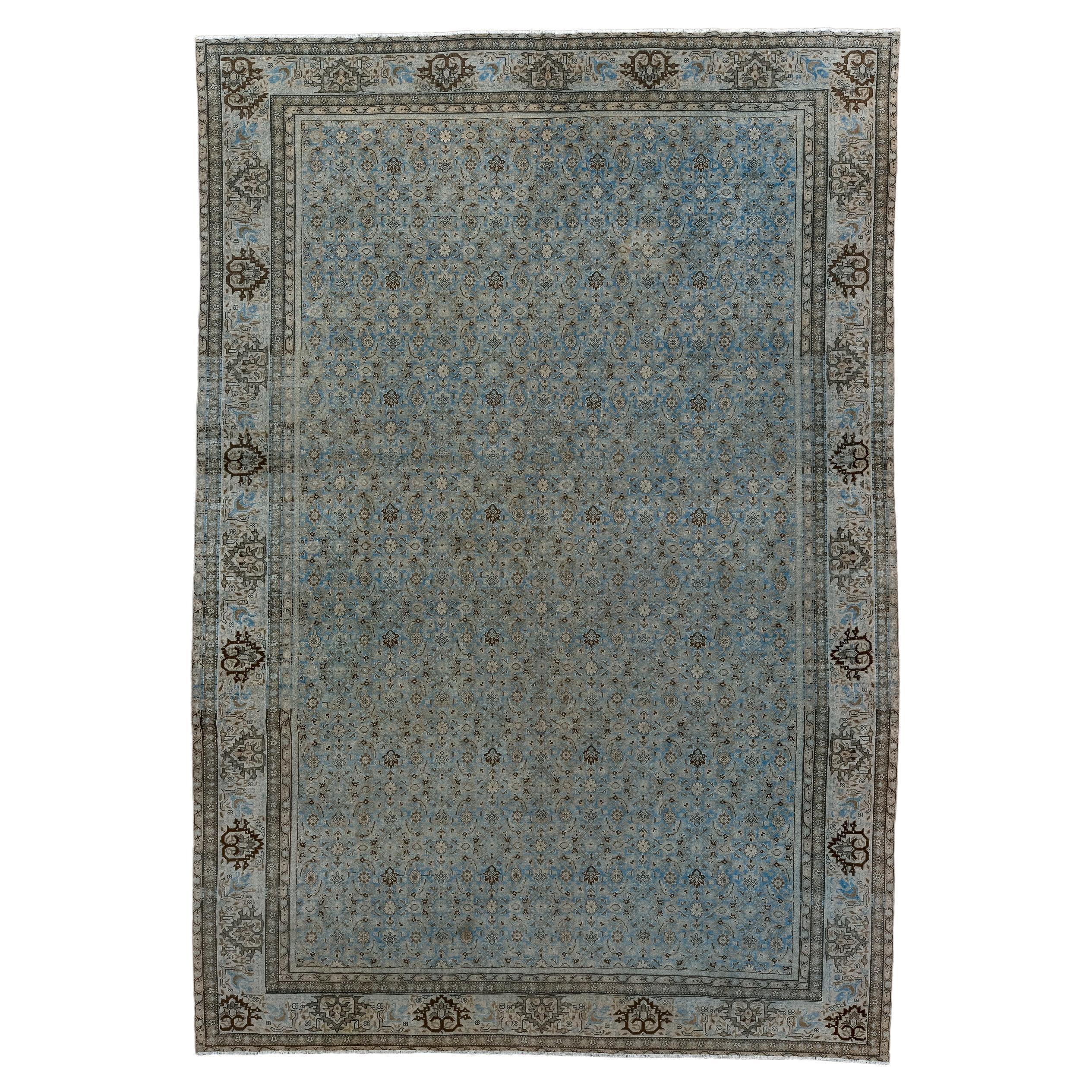 Antique Malayer with Light Blue Ground and Herati Design  For Sale