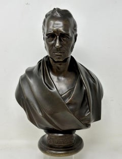 Antique Male Bronze Bust George Stephenson Railways Interest Edward William Wyon