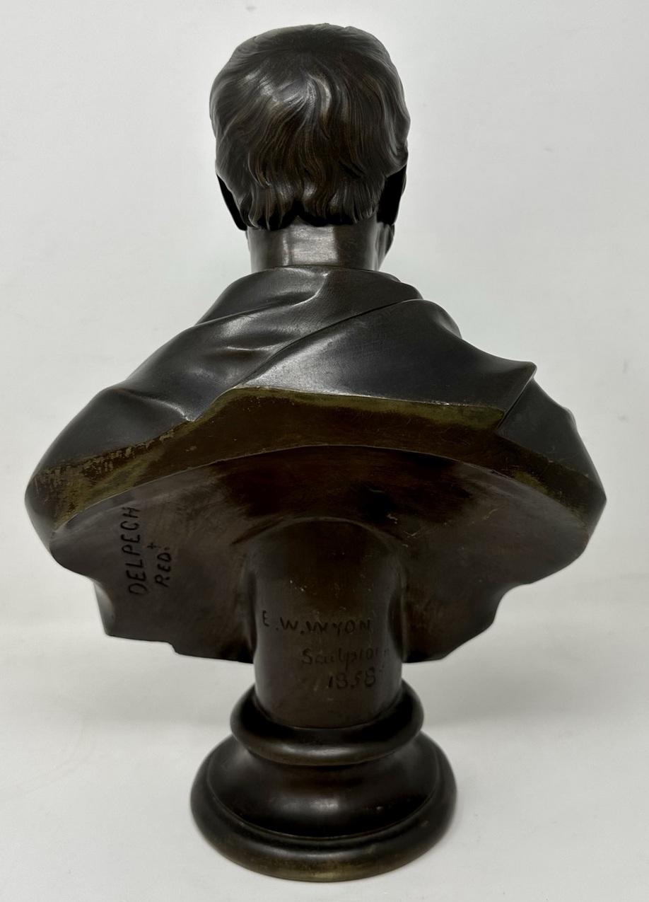 Antique Male Bronze Bust George Stephenson Railways Interest Edward William Wyon In Good Condition For Sale In Dublin, Ireland