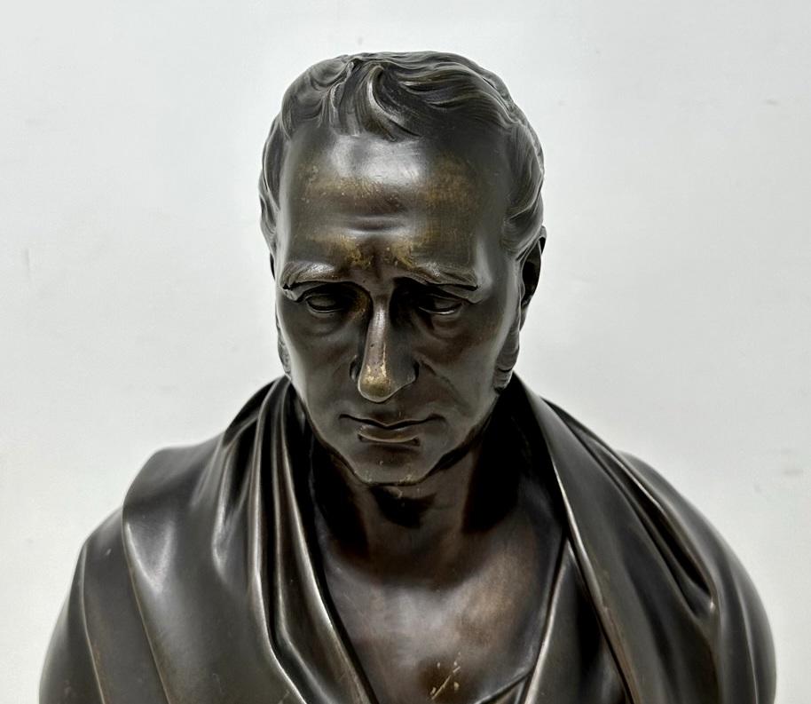 19th Century Antique Male Bronze Bust George Stephenson Railways Interest Edward William Wyon For Sale