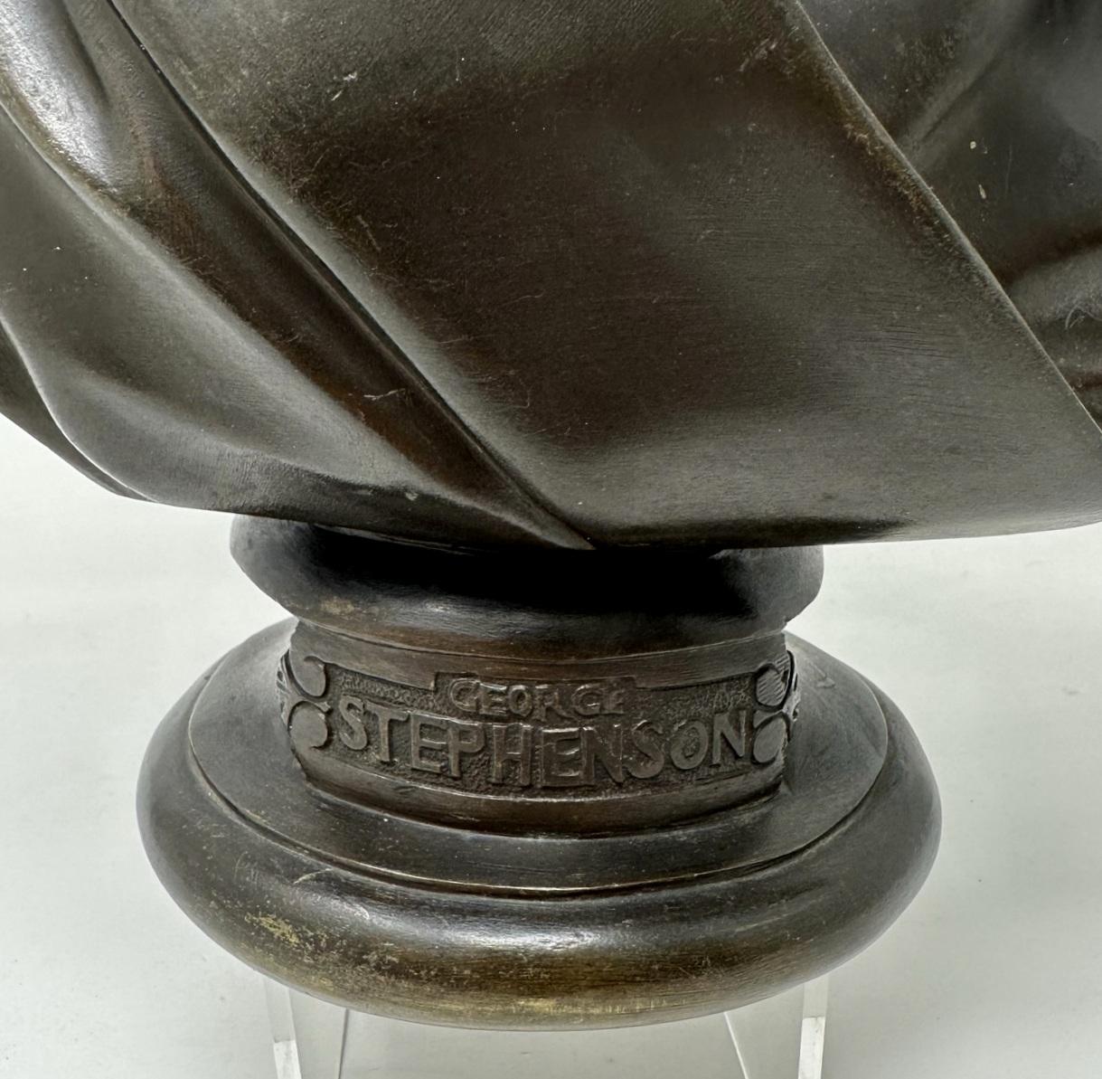 Antique Male Bronze Bust George Stephenson Railways Interest Edward William Wyon For Sale 1