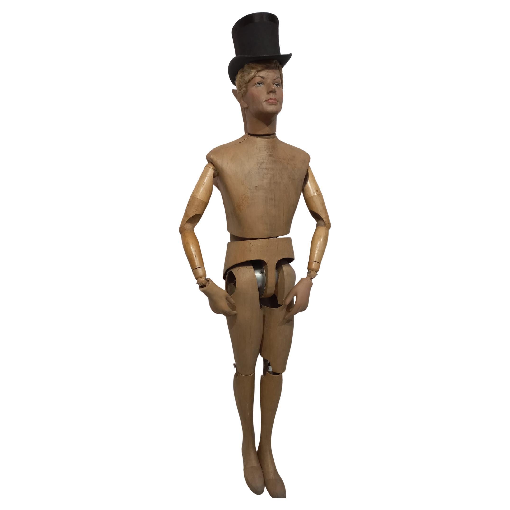Metal Antique Male Mannequin in Life Size, Ca 1920, Rare For Sale