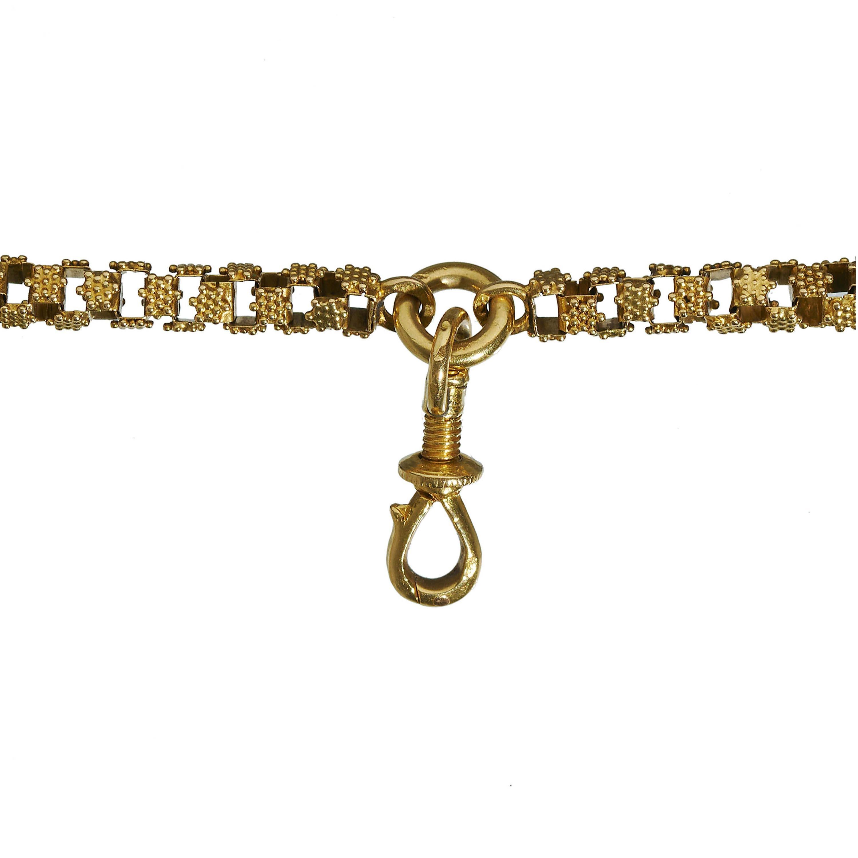 Antique Maltese Gran Spinat 18ct Gold Stars Link Long Chain, circa 1830 In Good Condition For Sale In London, GB