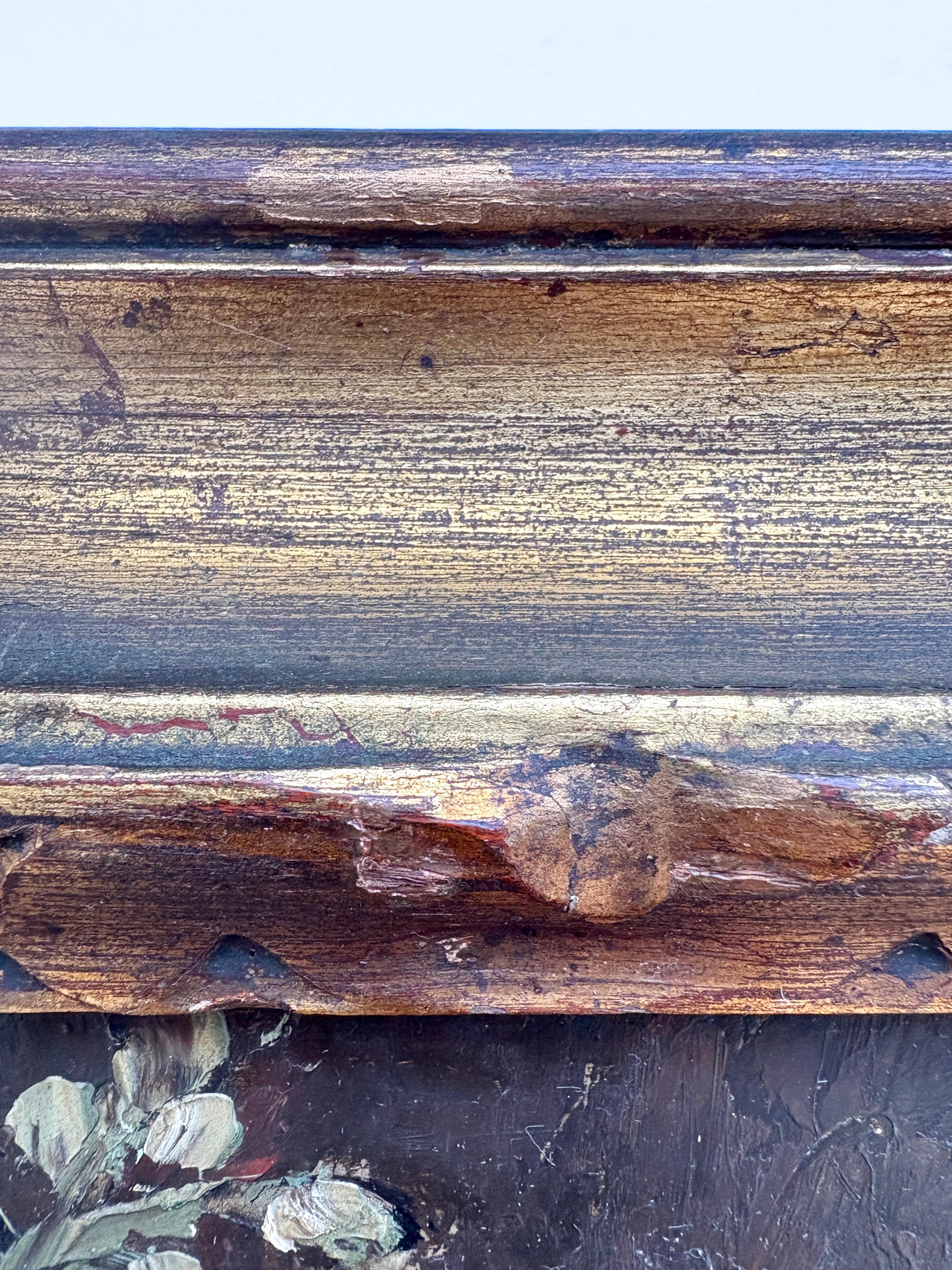 Ancienne peinture à l'huile maltaise d'une nature morte florale datée de 1923 en vente 4